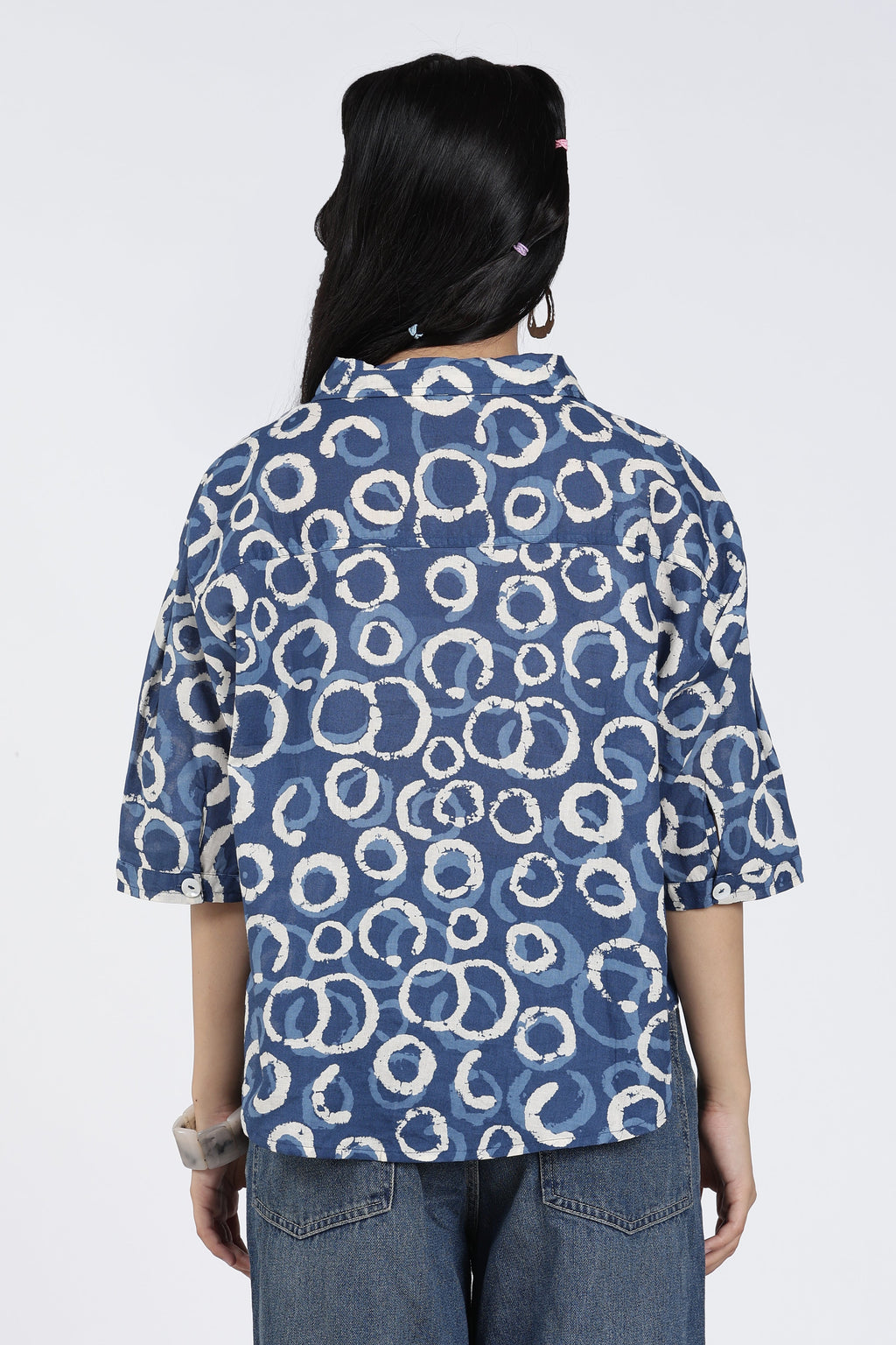 Blue Abstract Regular Fit Shirt