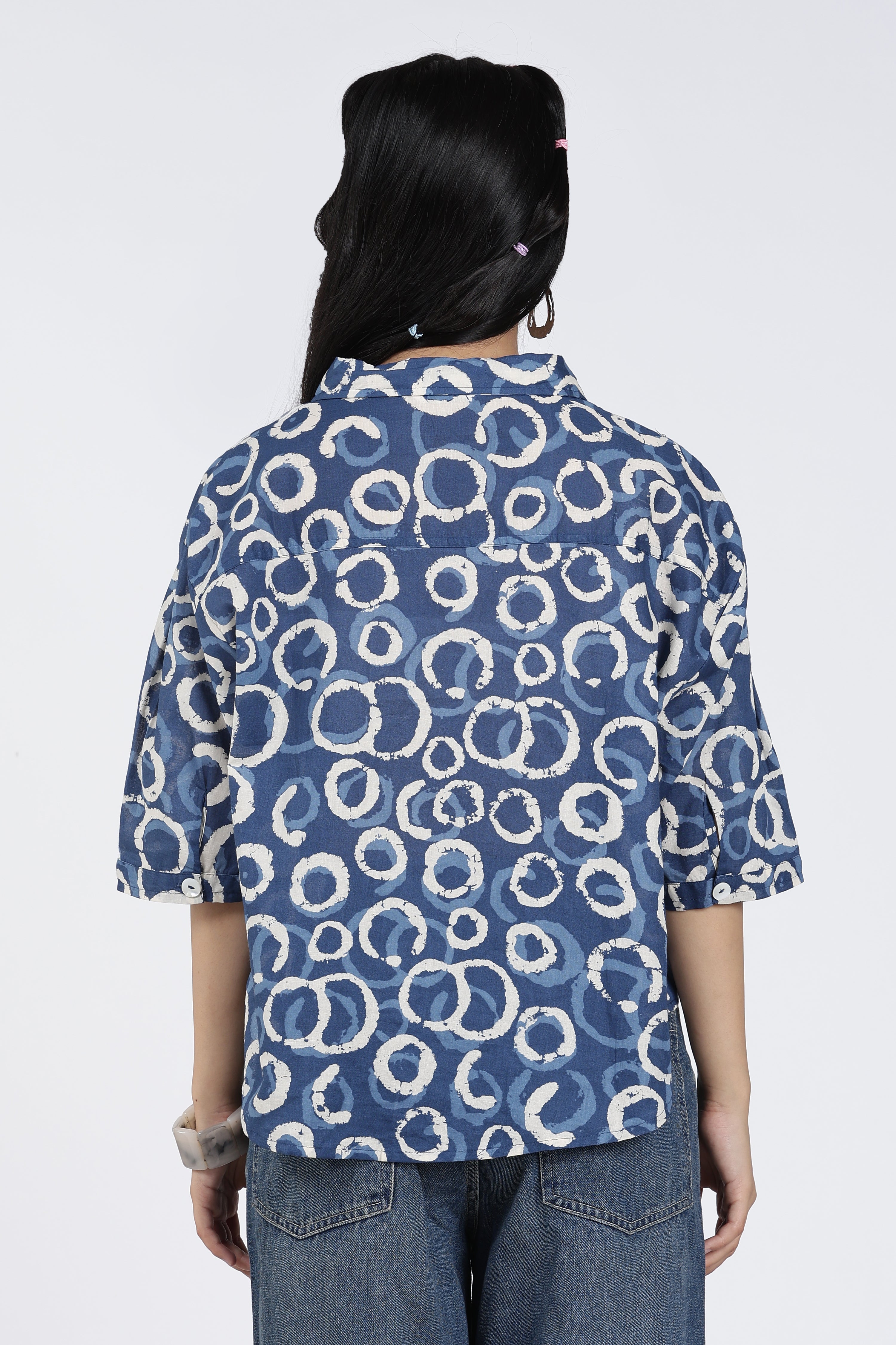 Blue Abstract Regular Fit Shirt