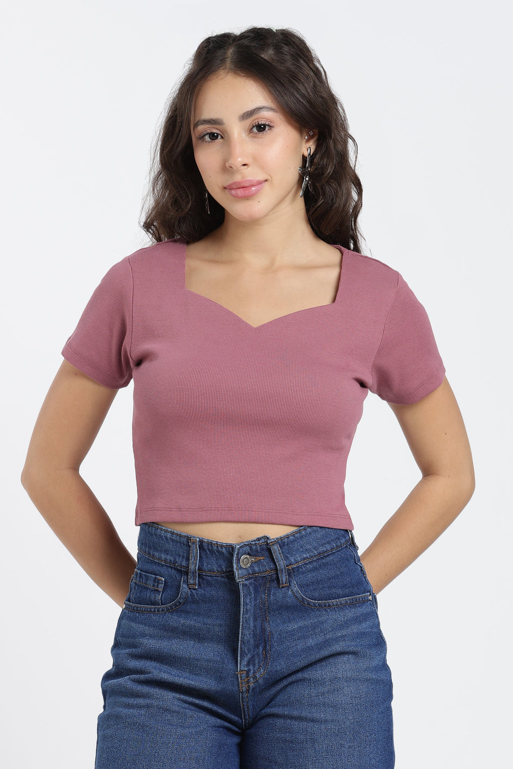 Mauve Regular Fit Crop Top