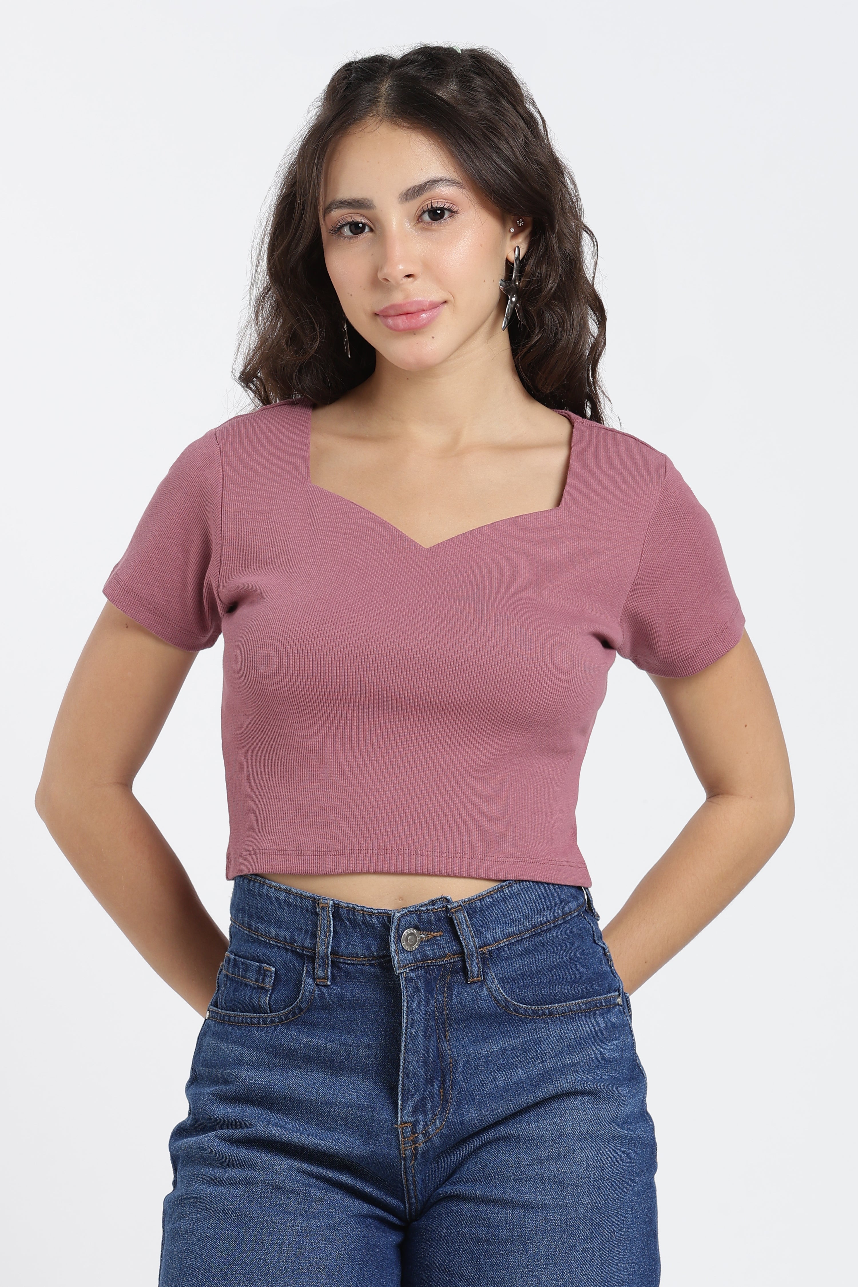 Mauve Regular Fit Crop Top