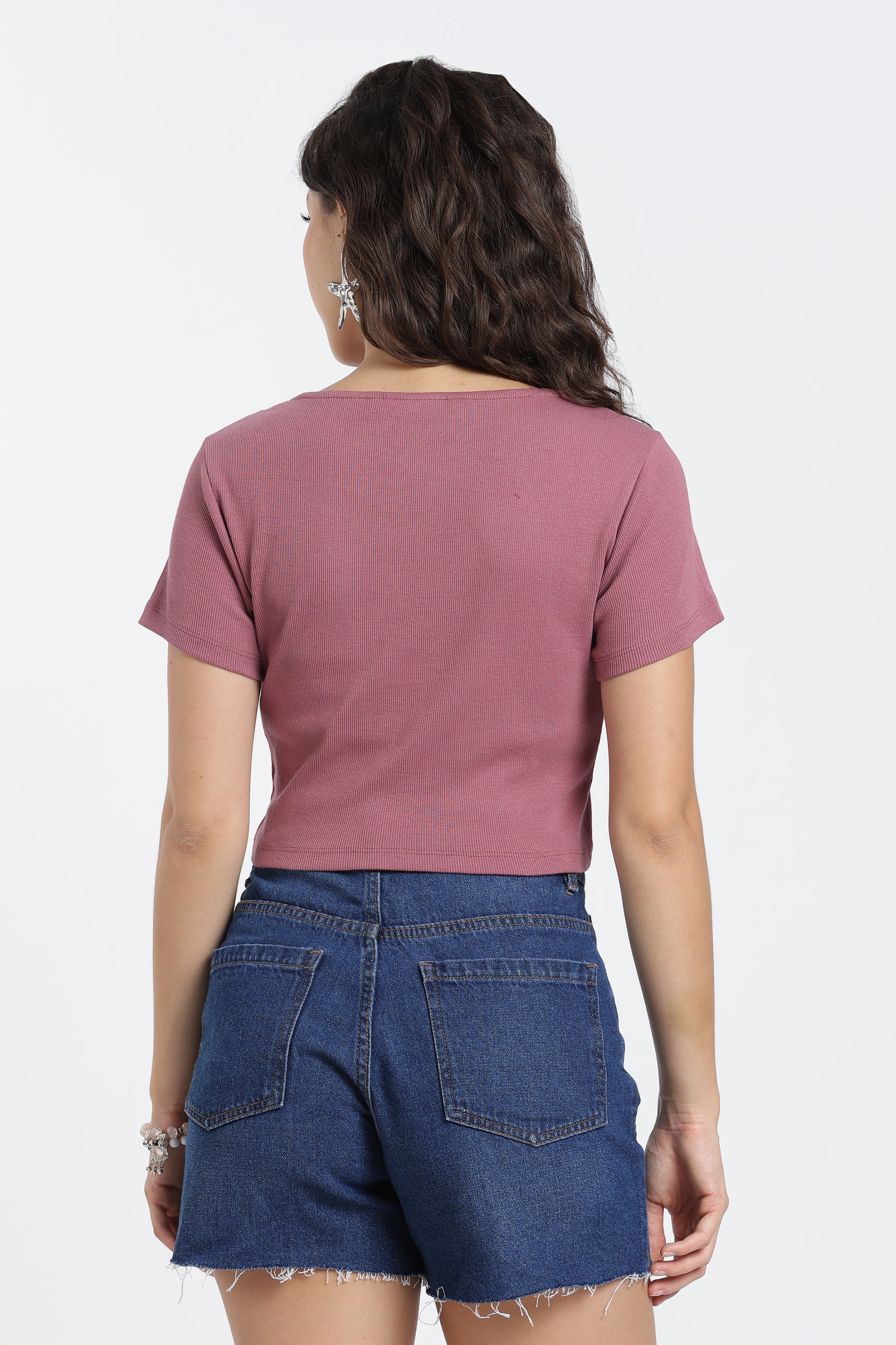 Mauve Regular Fit Crop Top