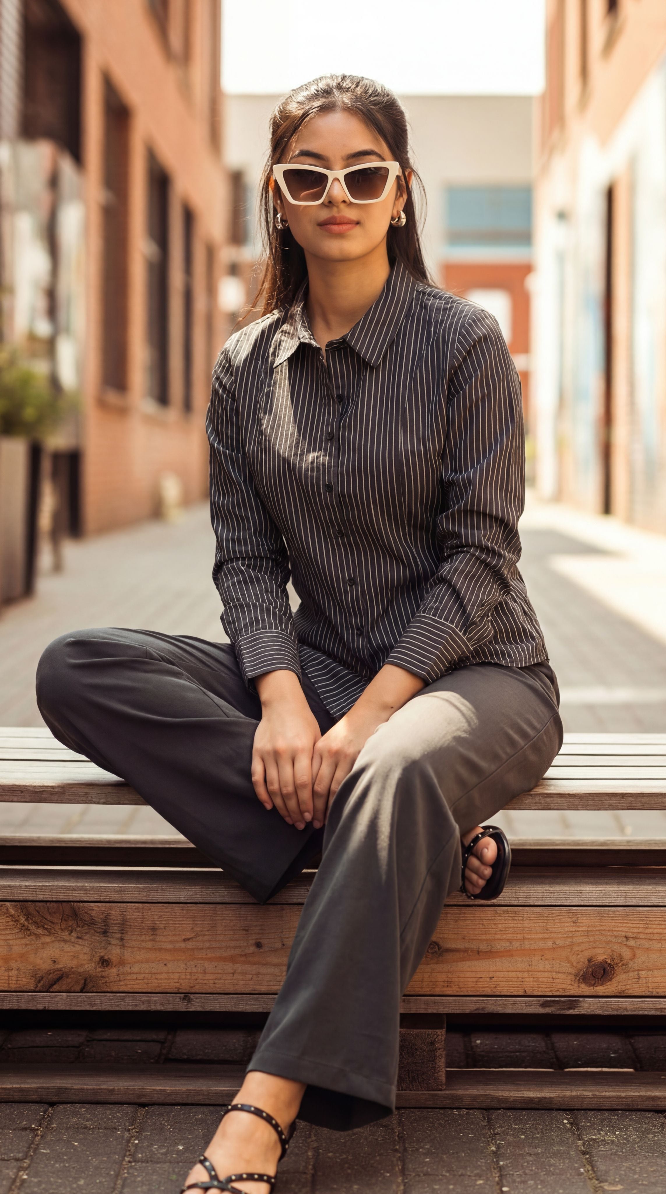 Charcoal Stripes Regular FiT-Shirt