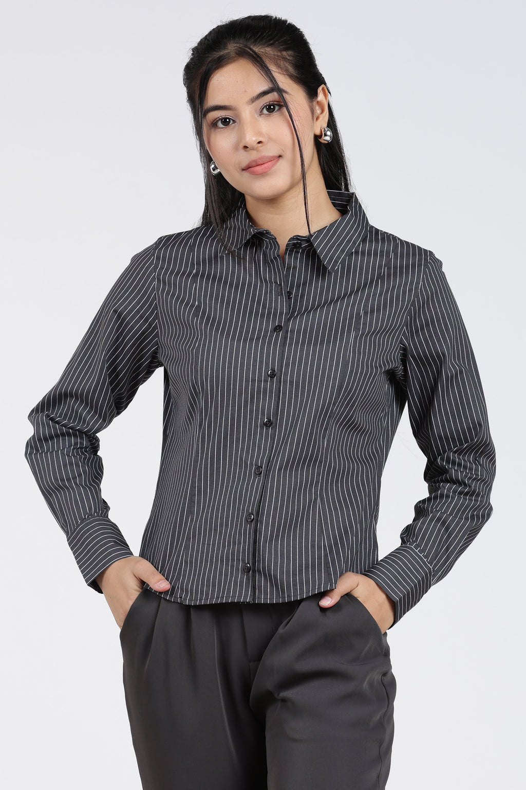 Charcoal Stripes Regular FiT-Shirt