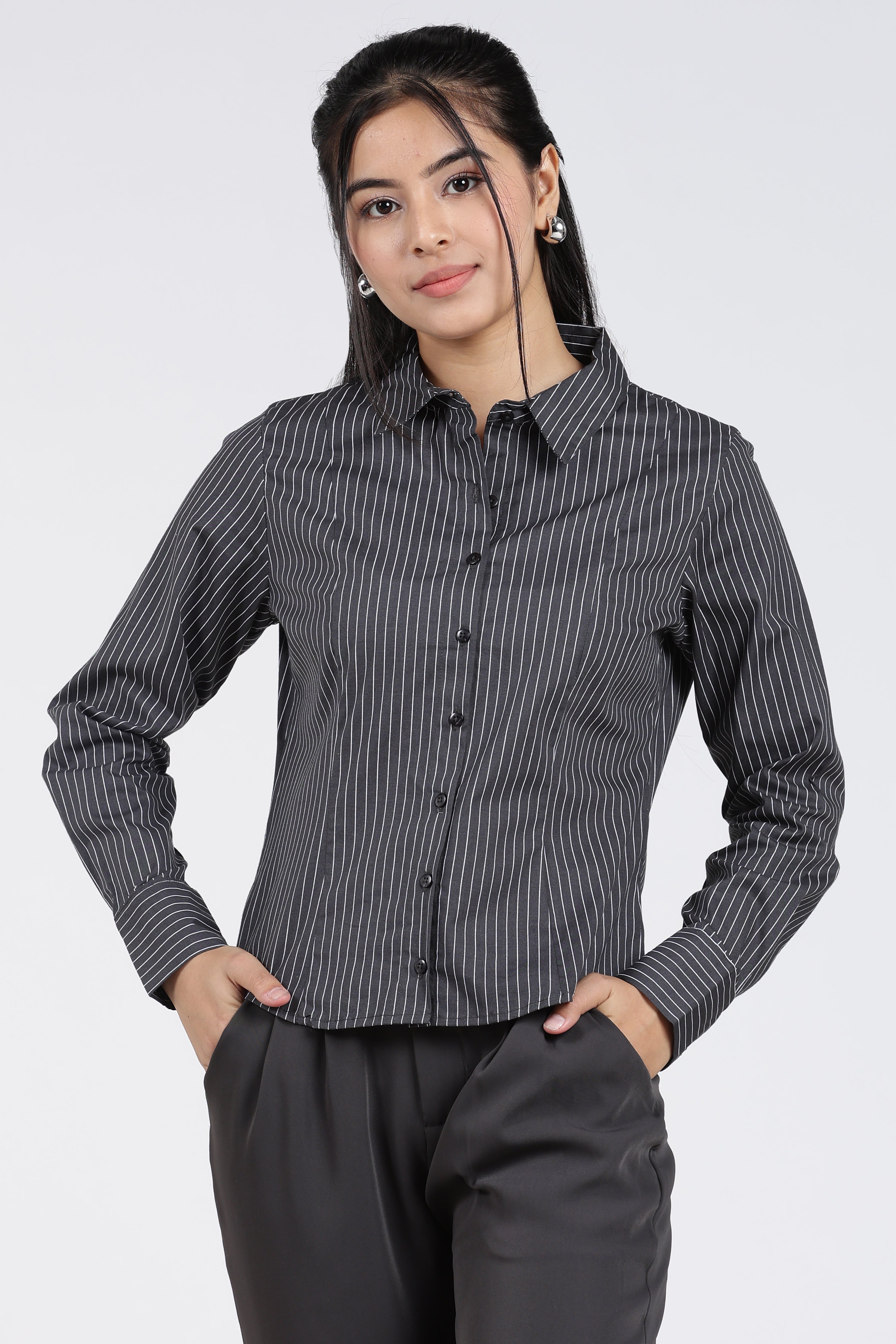 Charcoal Stripes Regular FiT-Shirt