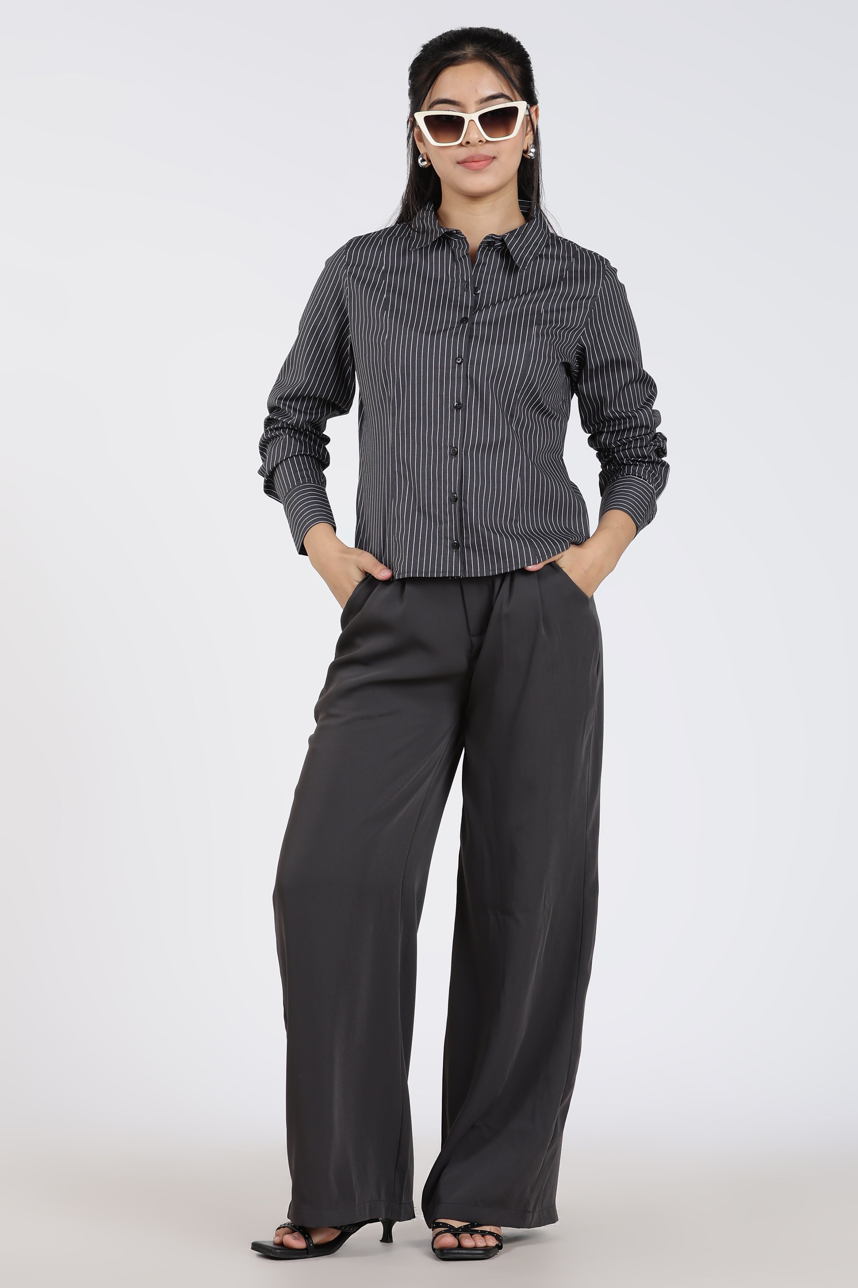 Charcoal Stripes Regular FiT-Shirt
