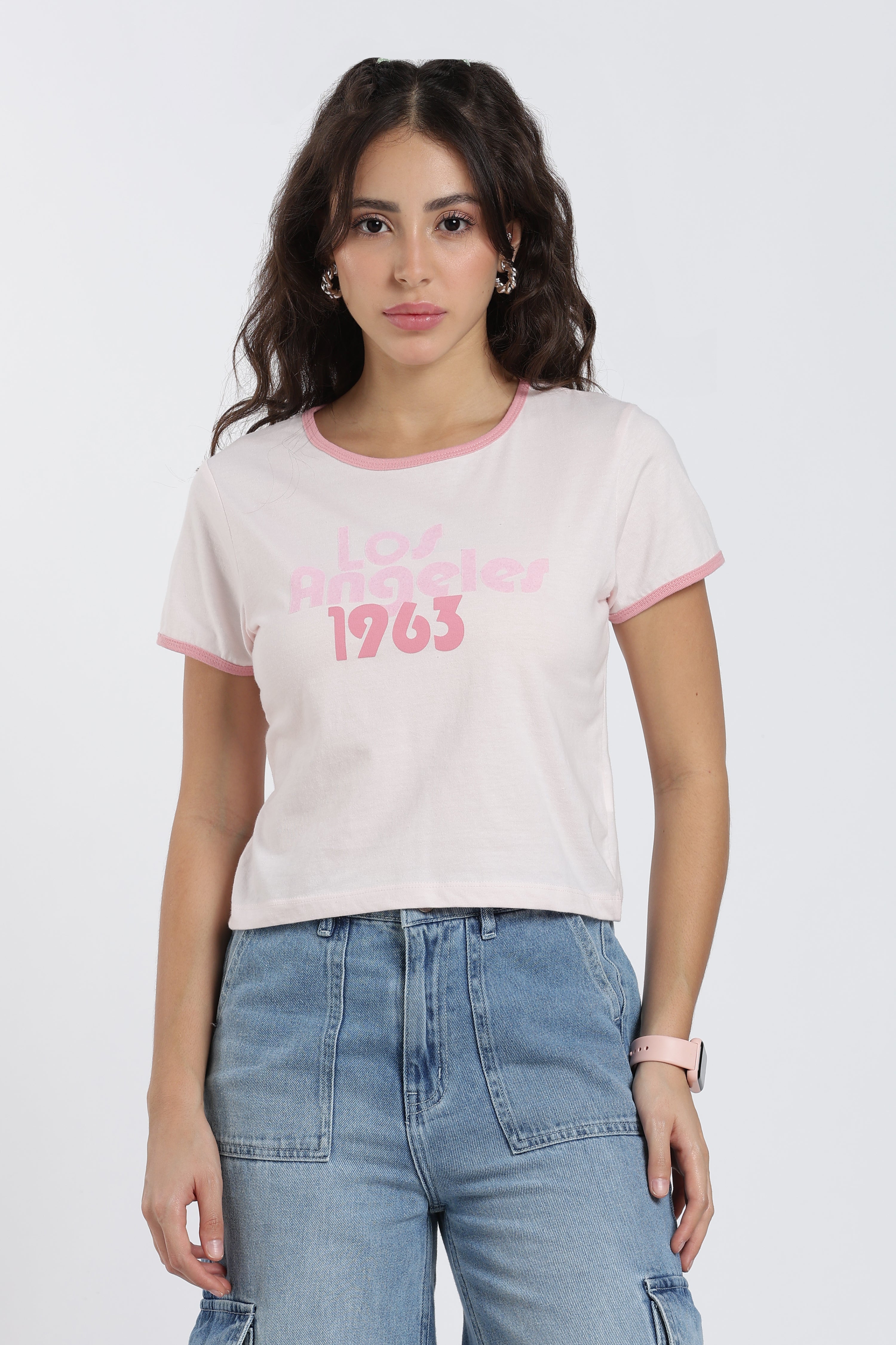 Pink Cotton Regular Fit T-Shirt