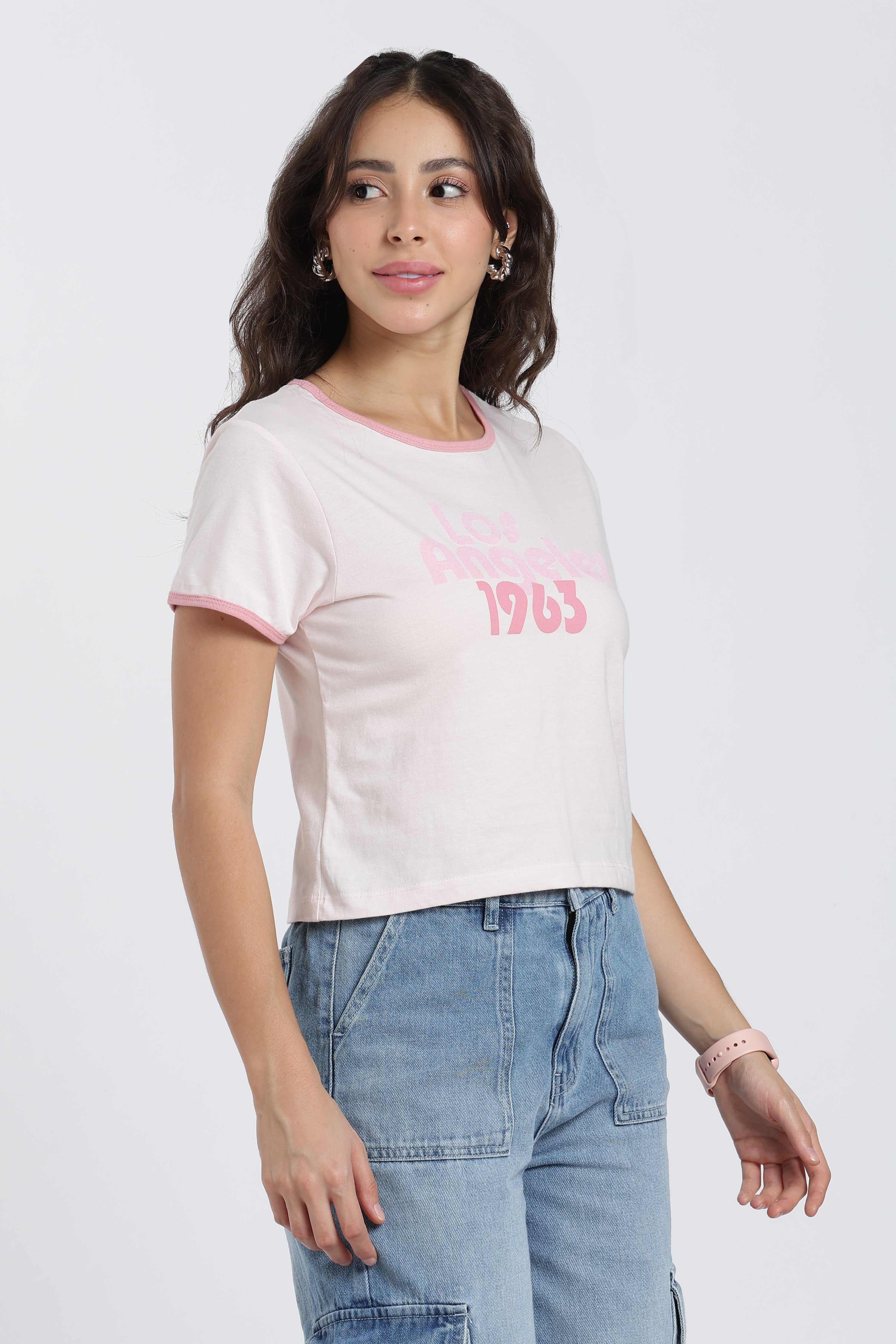 Pink Cotton Regular Fit T-Shirt