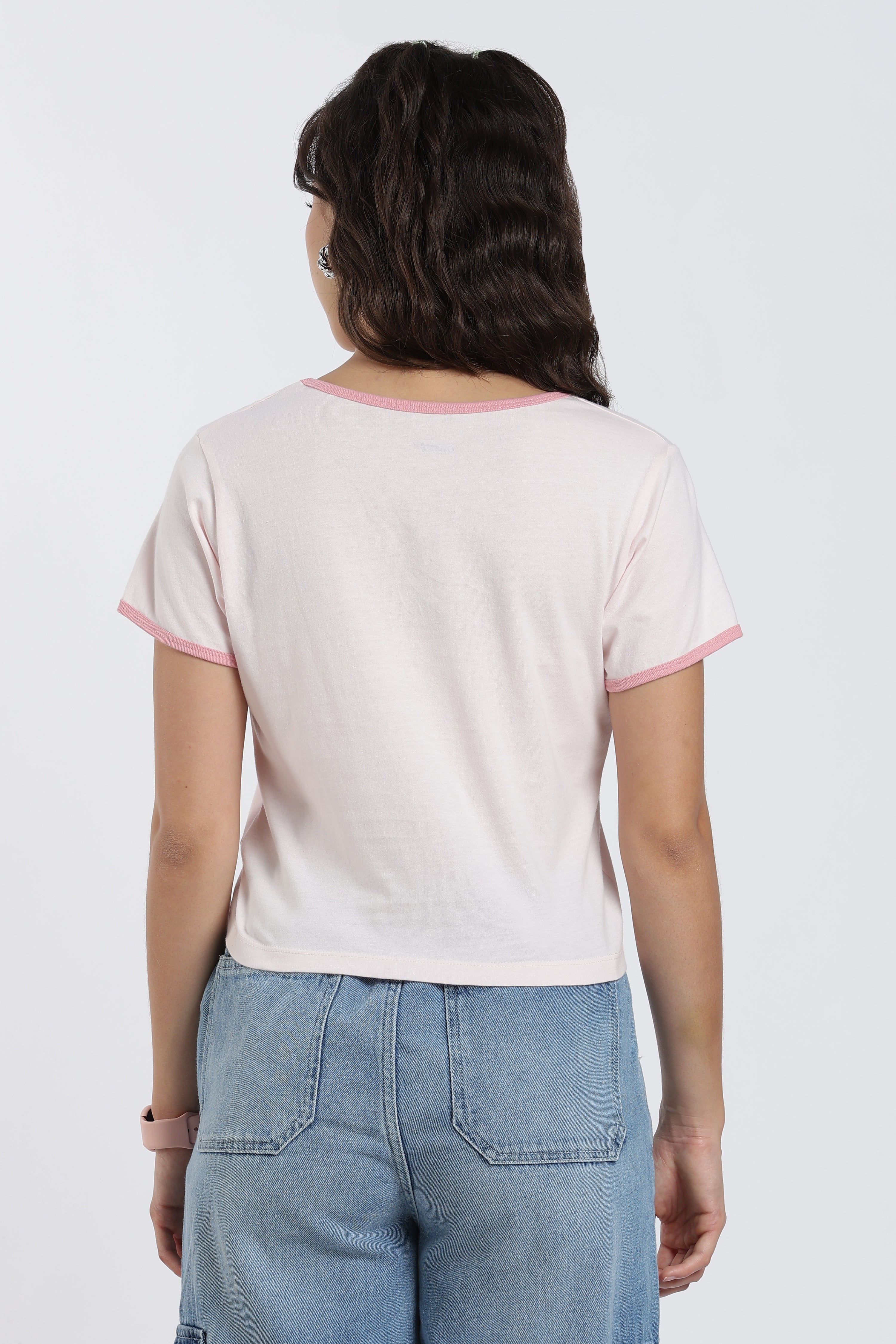 Pink Cotton Regular Fit T-Shirt