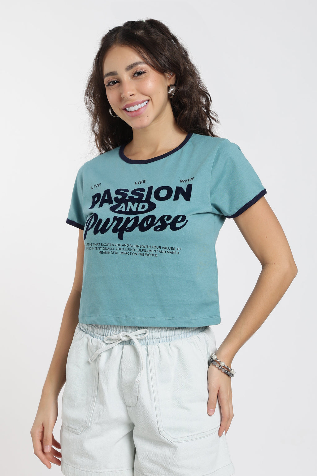 Teal Cotton Regular Fit T-Shirt