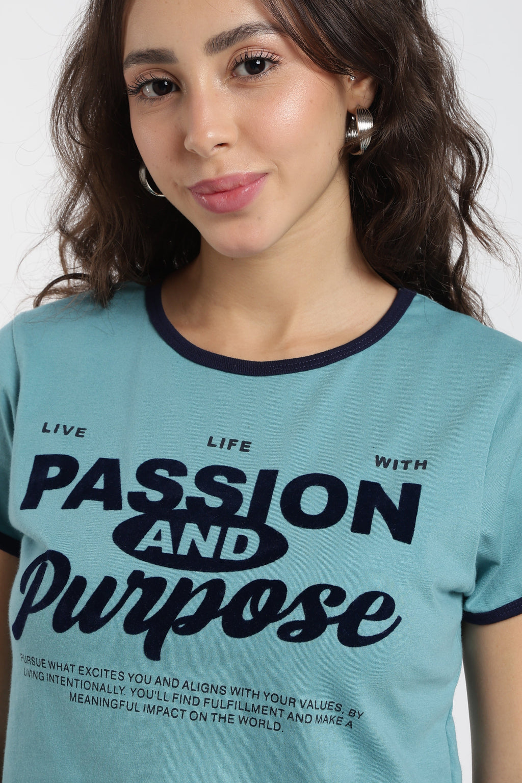 Teal Cotton Regular Fit T-Shirt
