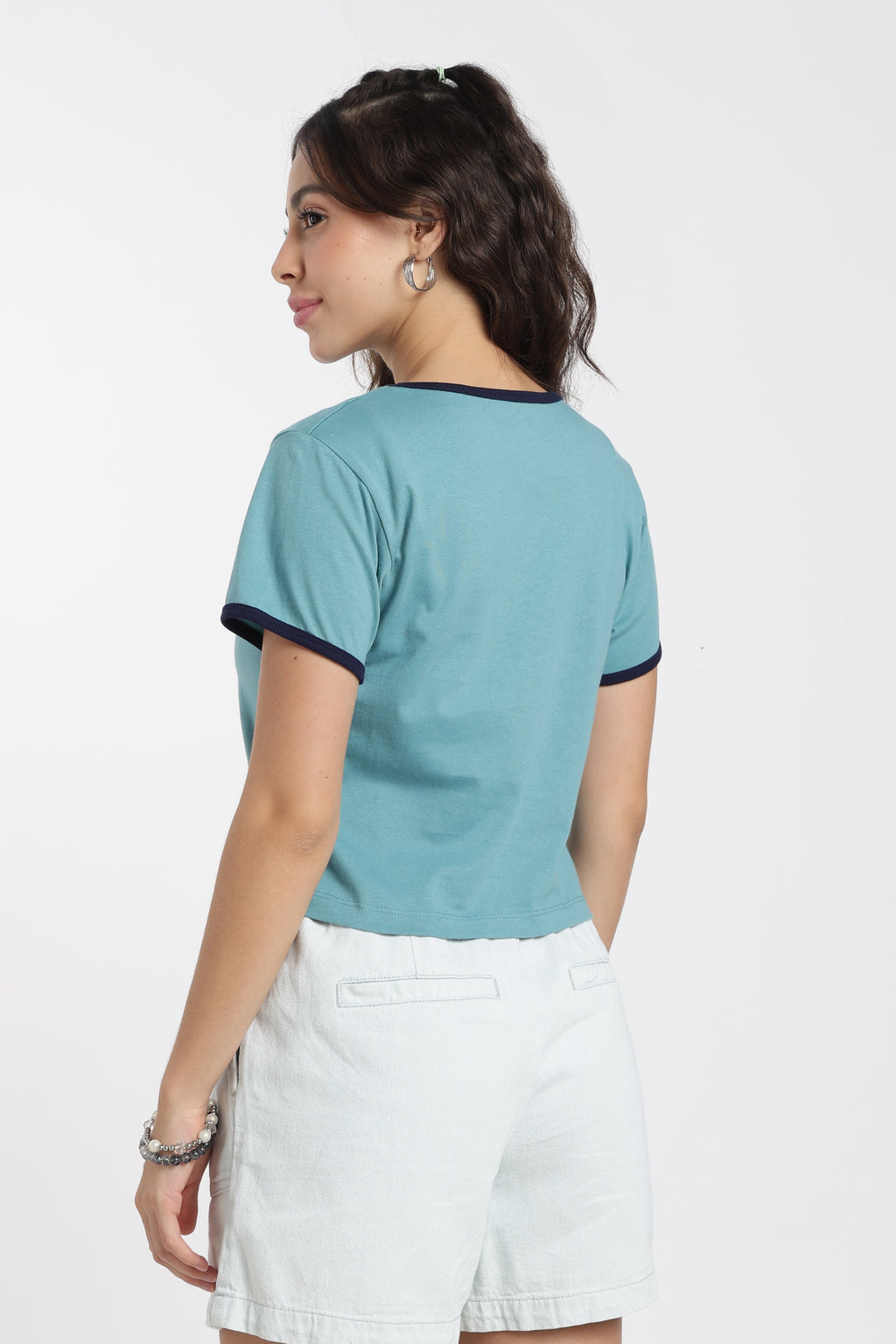 Teal Cotton Regular Fit T-Shirt