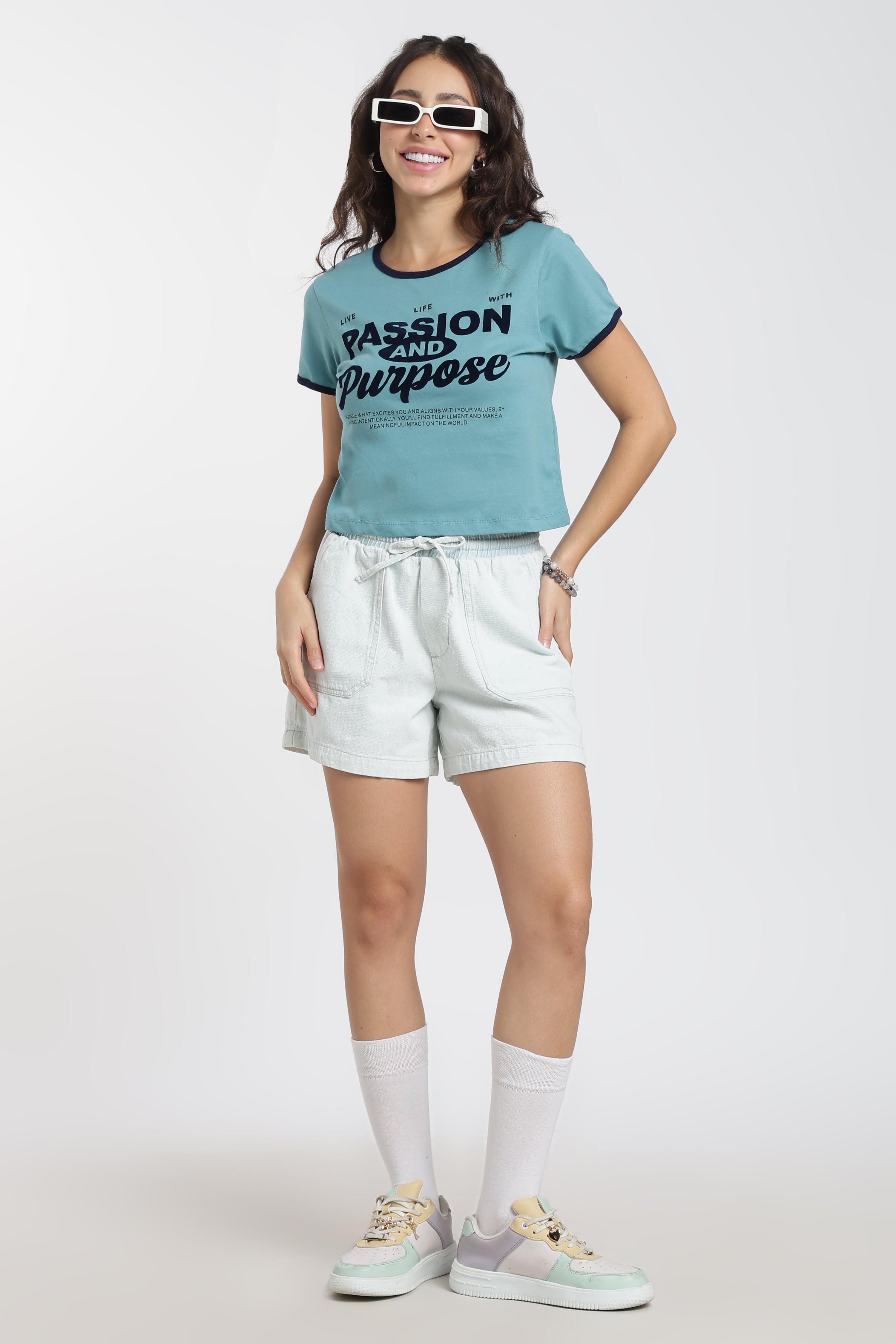 Teal Cotton Regular Fit T-Shirt