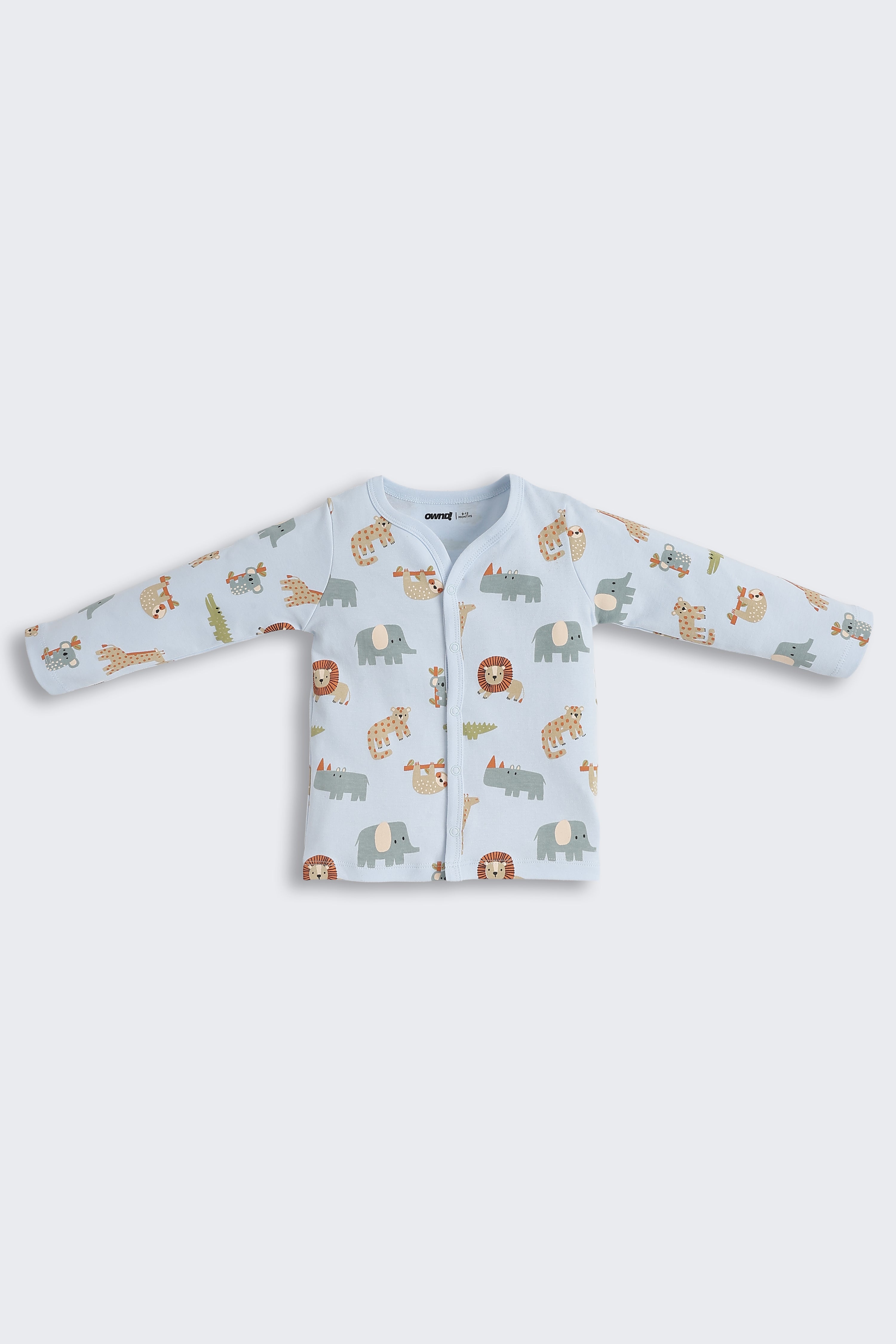 Light Blue Animal Graphic Printed Regular Fit Co-ord Set