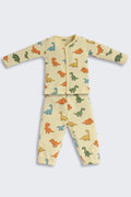 Yellow Dinosaur Graphic Printed Regular Fit Co-ord Set