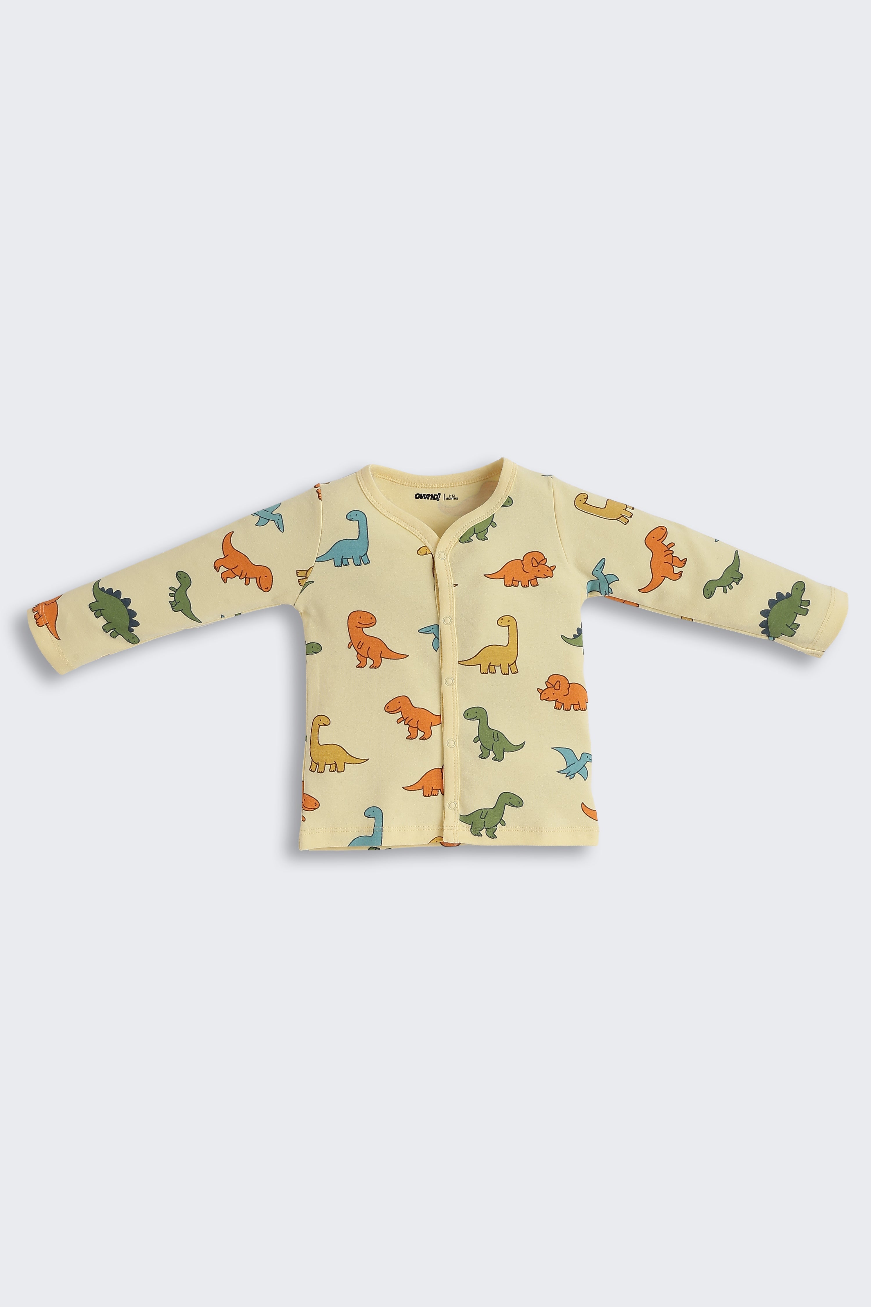 Yellow Dinosaur Graphic Printed Regular Fit Co-ord Set