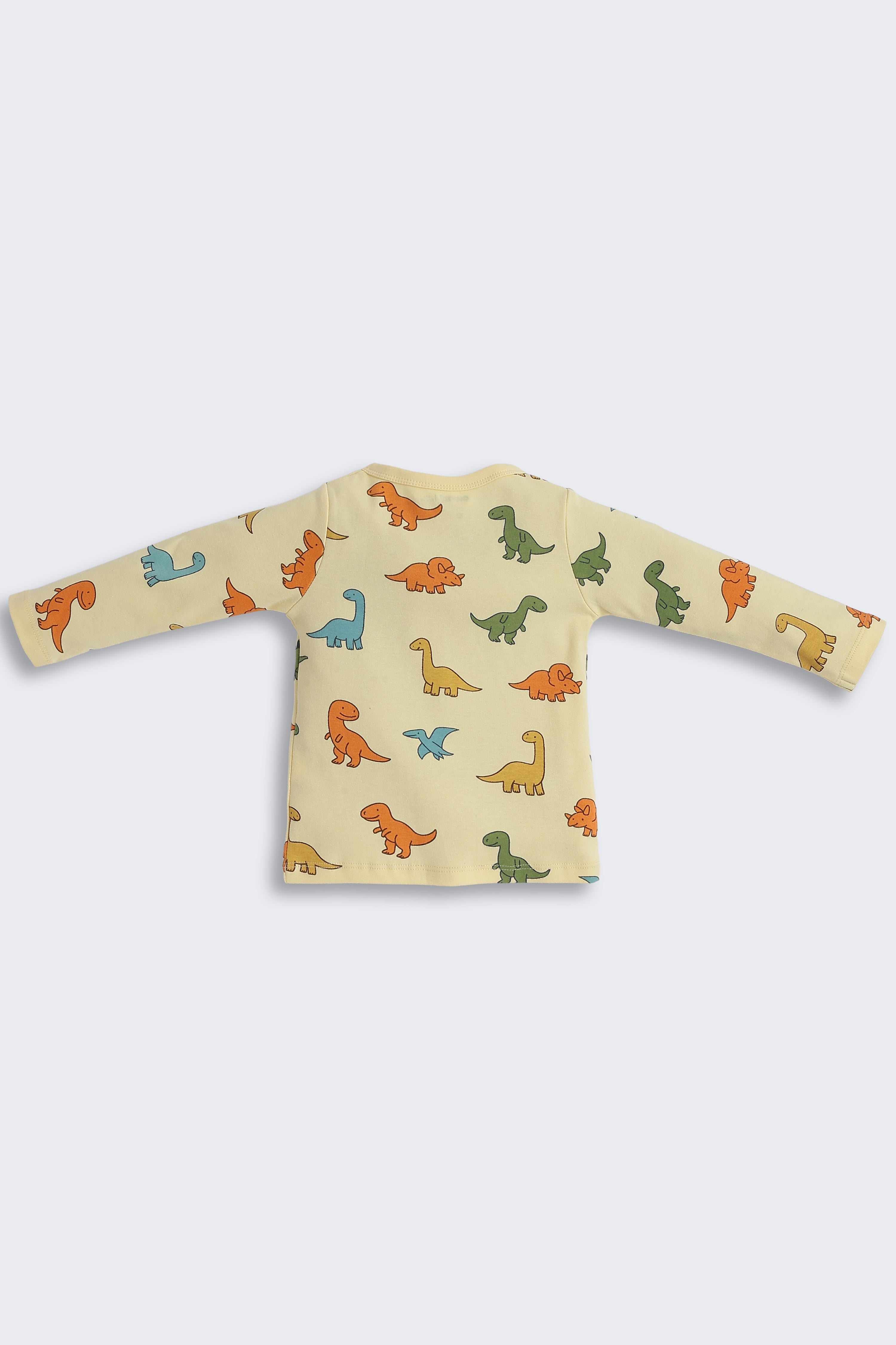 Yellow Dinosaur Graphic Printed Regular Fit Co-ord Set