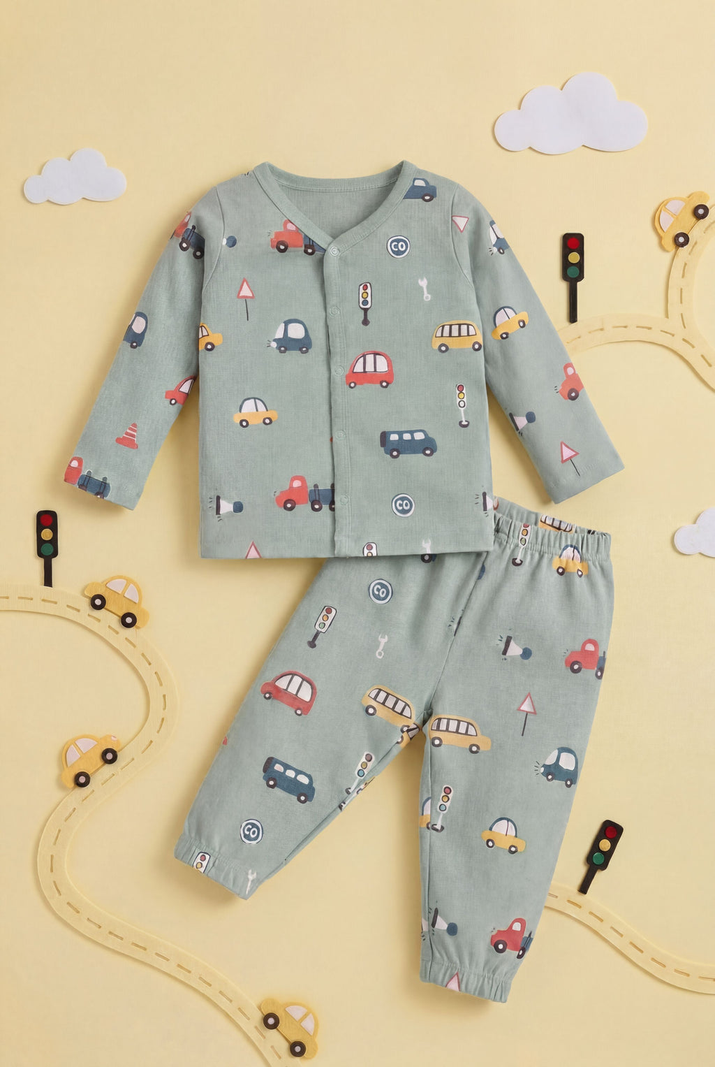 Green Bus Printed Regular Fit Co-ord Set