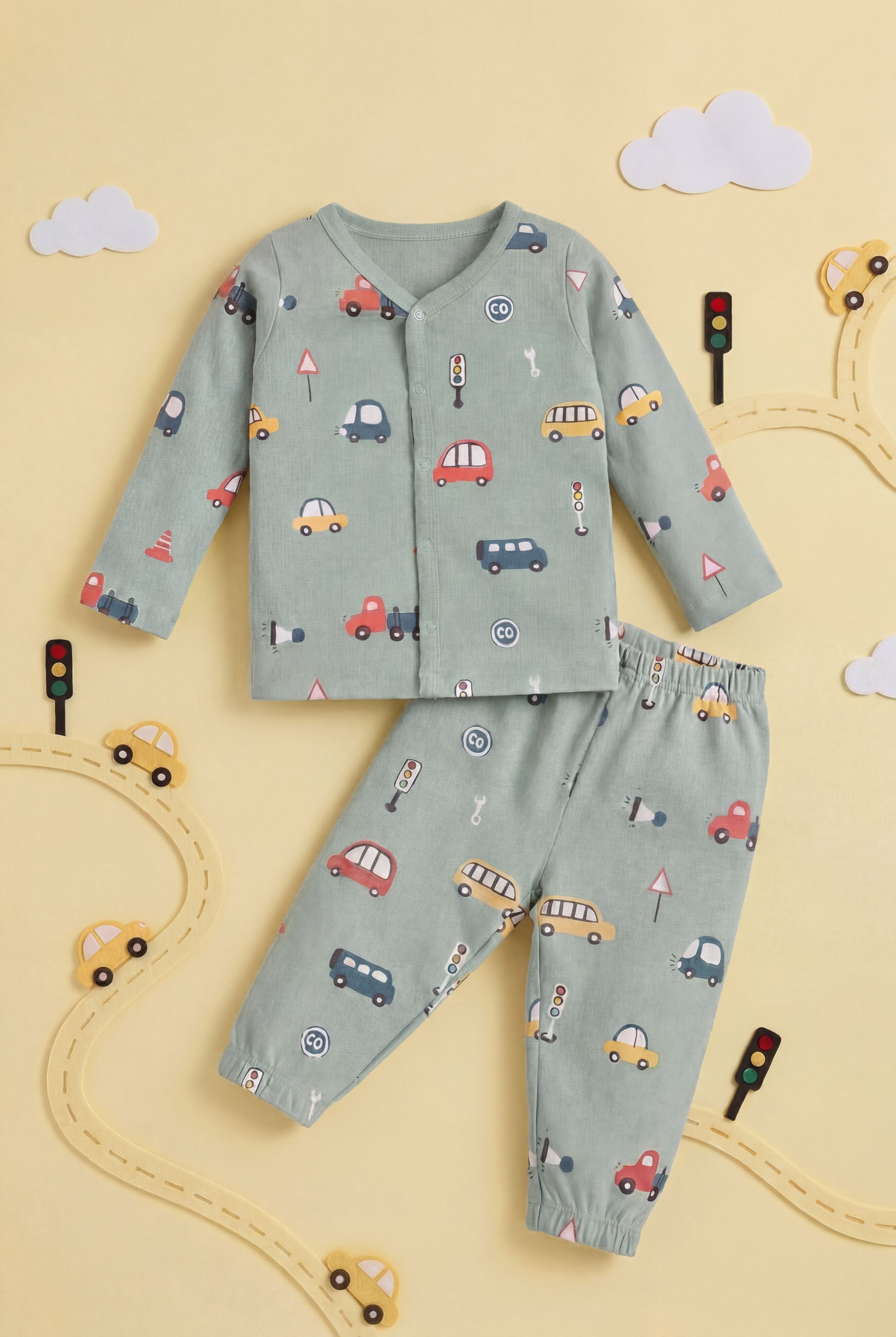 Green Bus Printed Regular Fit Co-ord Set