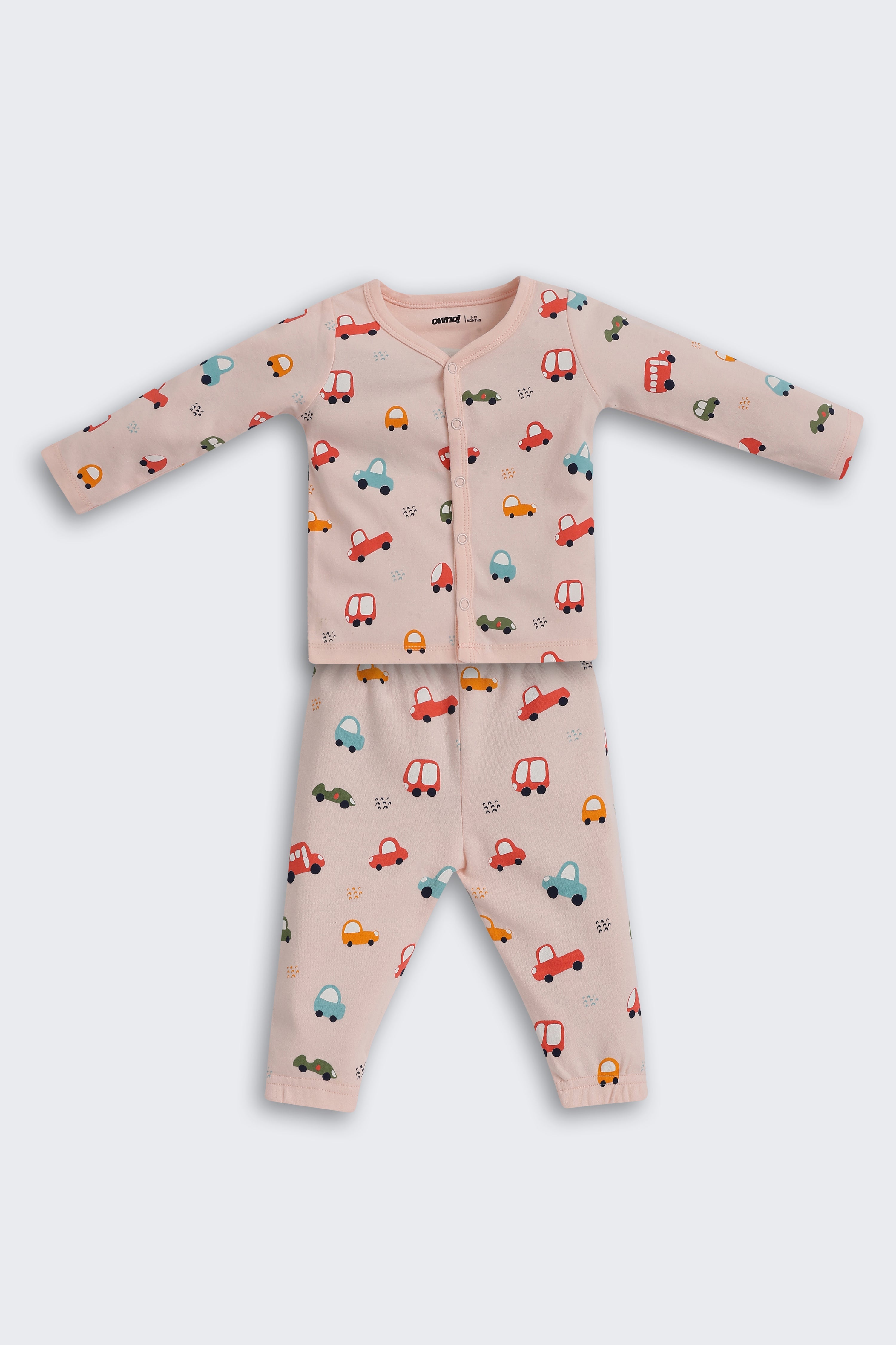 Peach Car Printed Regular Fit Co-ord Set