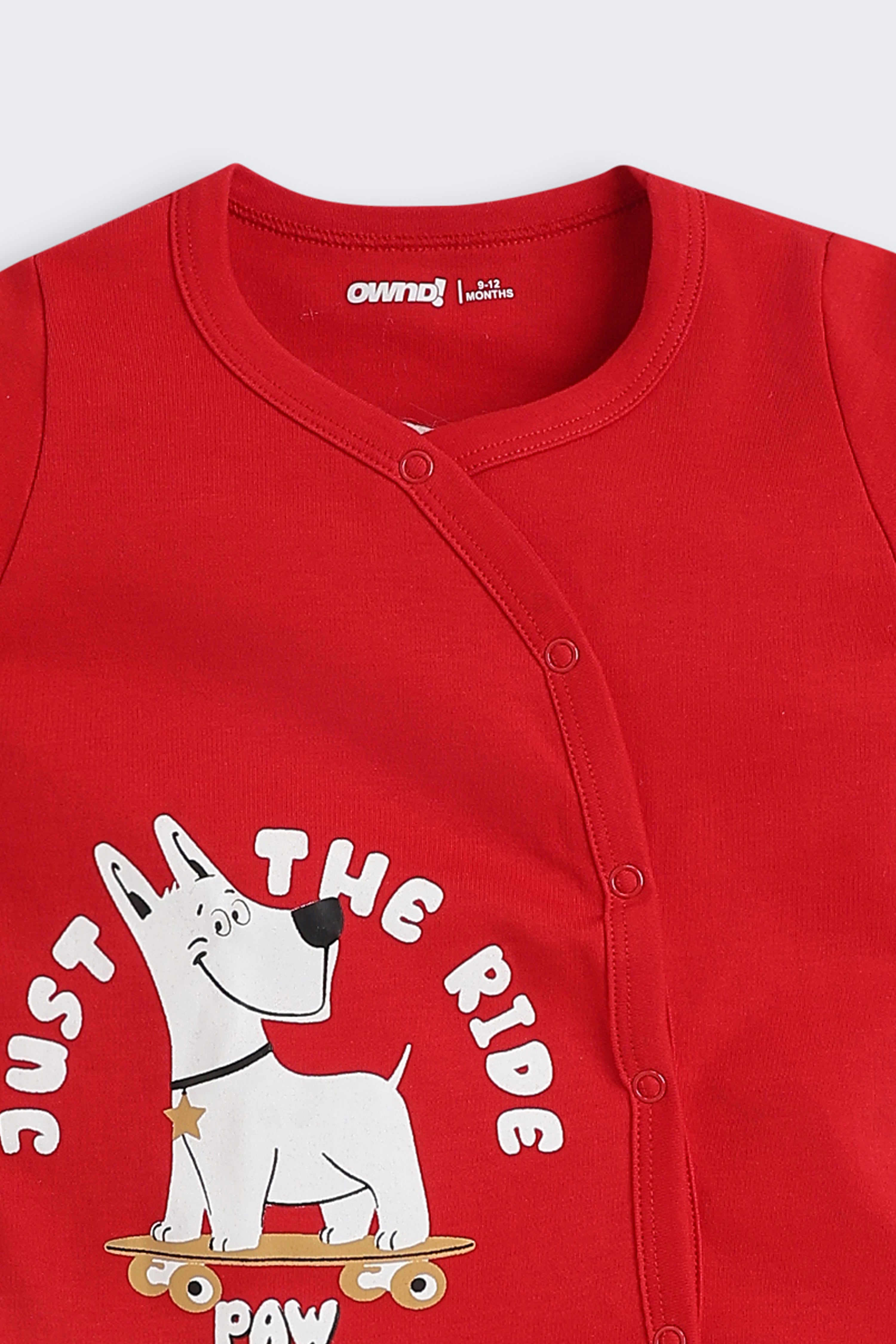Red Dog Graphic Printed Regular Fit Co-ord Set