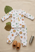 White Animal Printed Regular Fit Co-ord Set