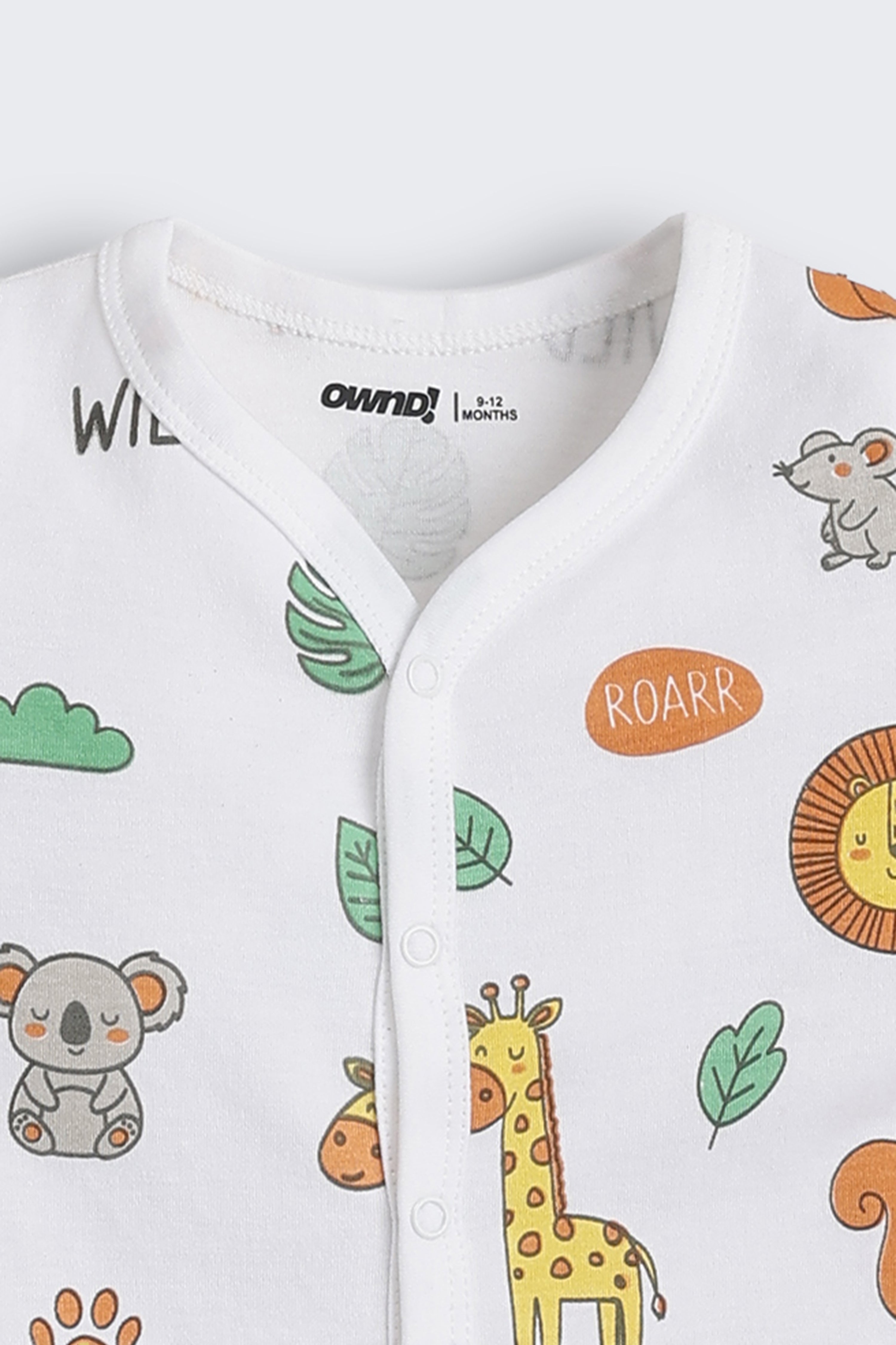 White Animal Printed Regular Fit Co-ord Set