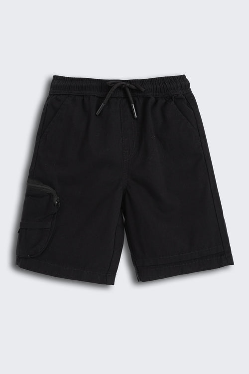 Black 4 Pocketed Regular Fit Shorts