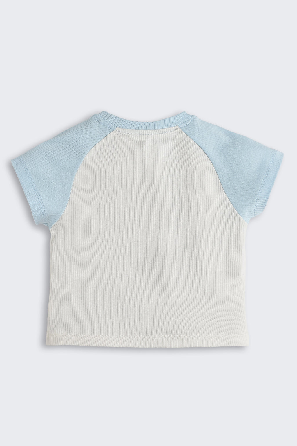 Light Blue Bow Printed Raglan Sleeves Regular Fit T-Shirt