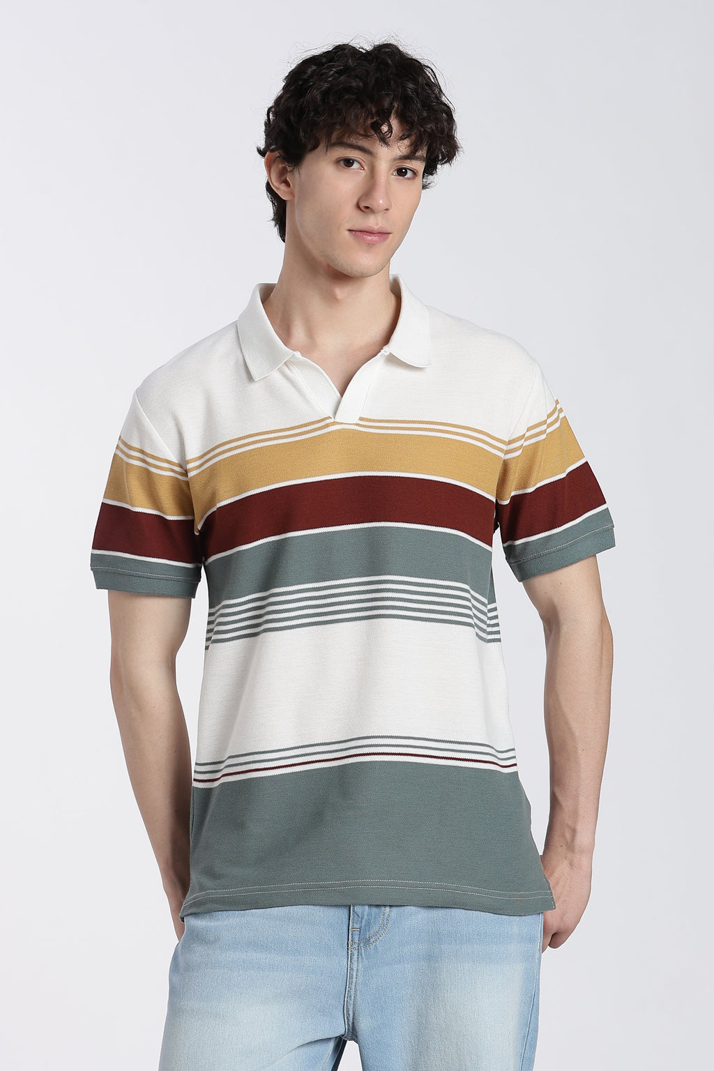 Off White Stripes Regular Fit Polo T-Shirt