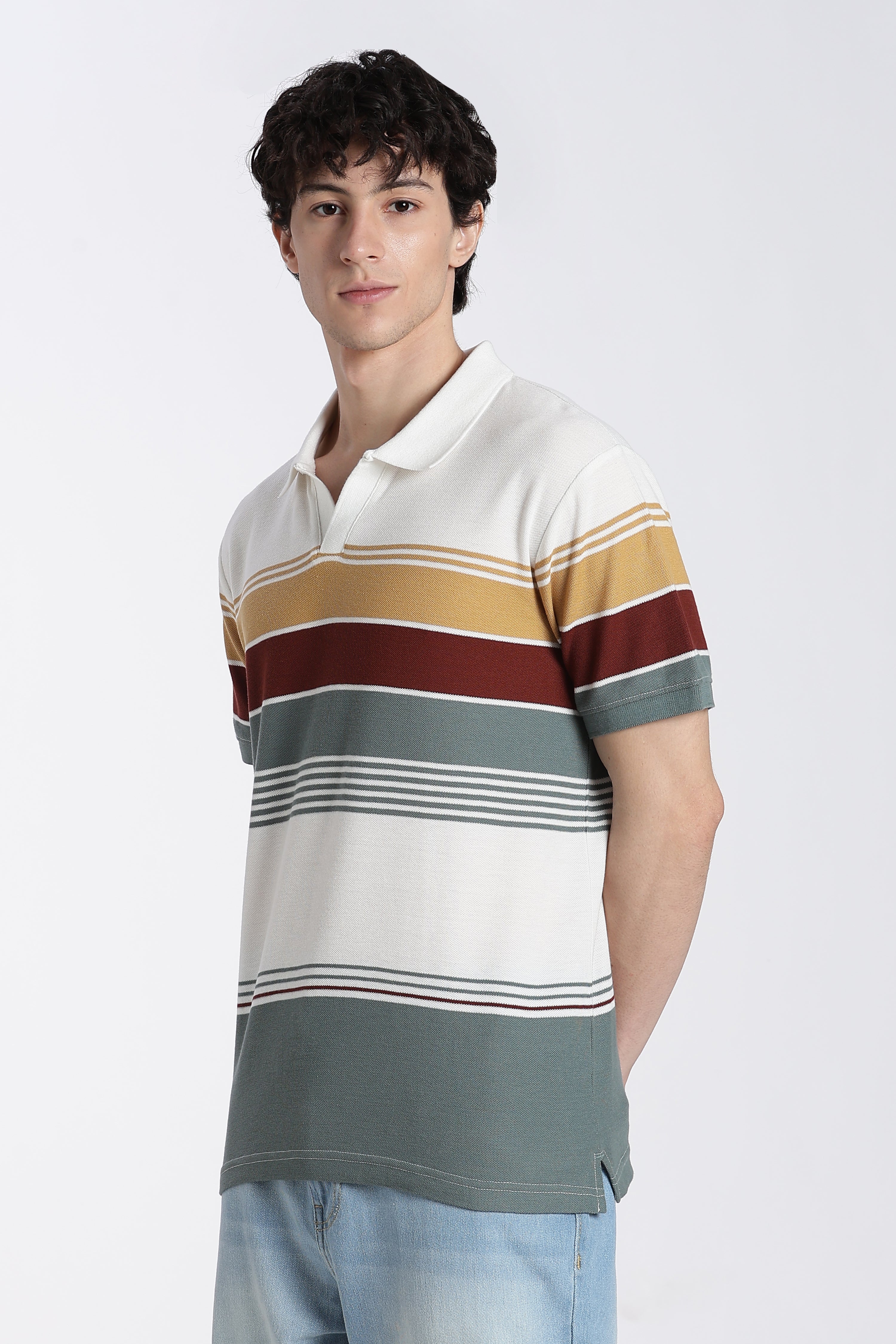 Off White Stripes Regular Fit Polo T-Shirt