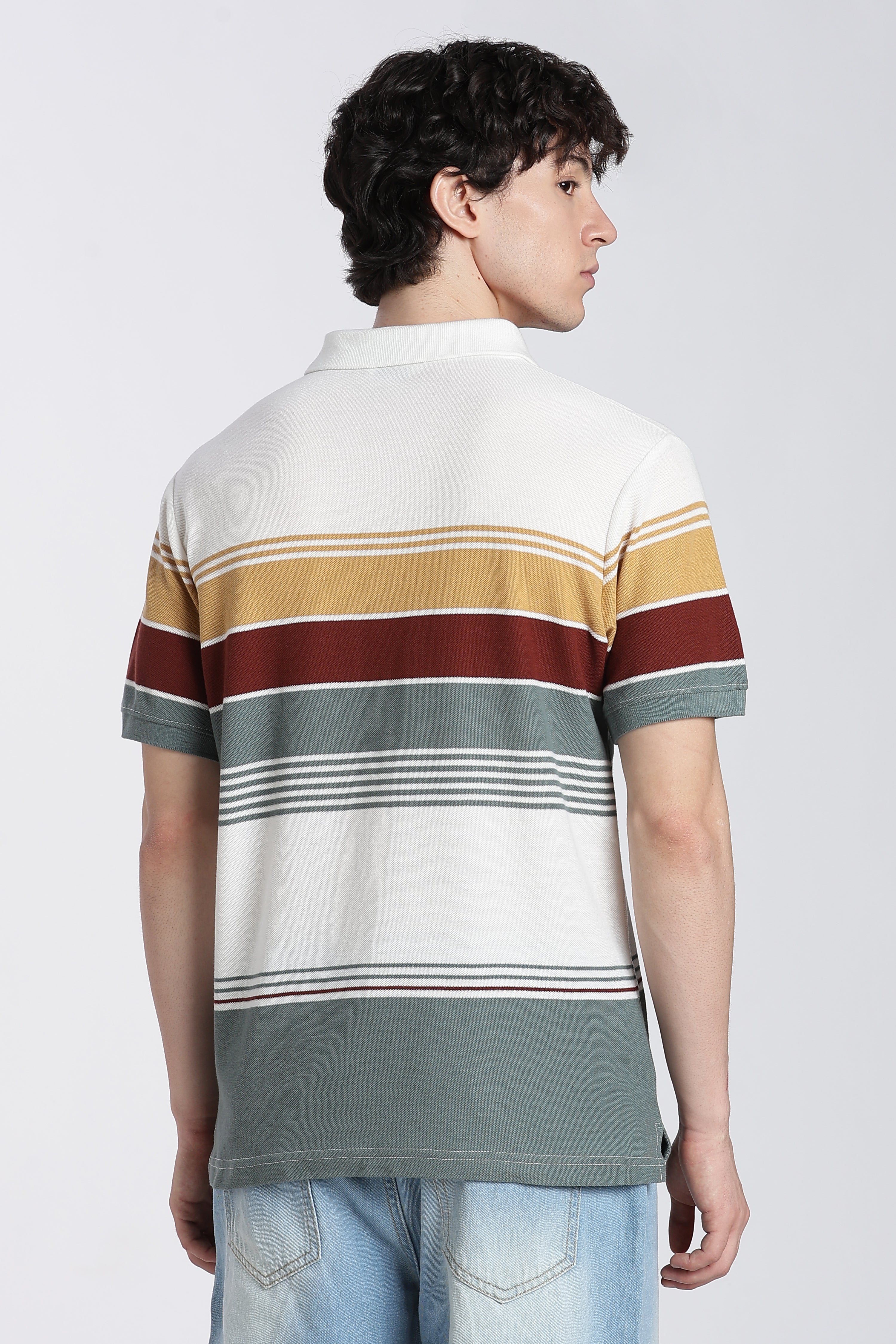 Off White Stripes Regular Fit Polo T-Shirt
