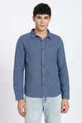 Blue Cotton Regular Fit Shirt
