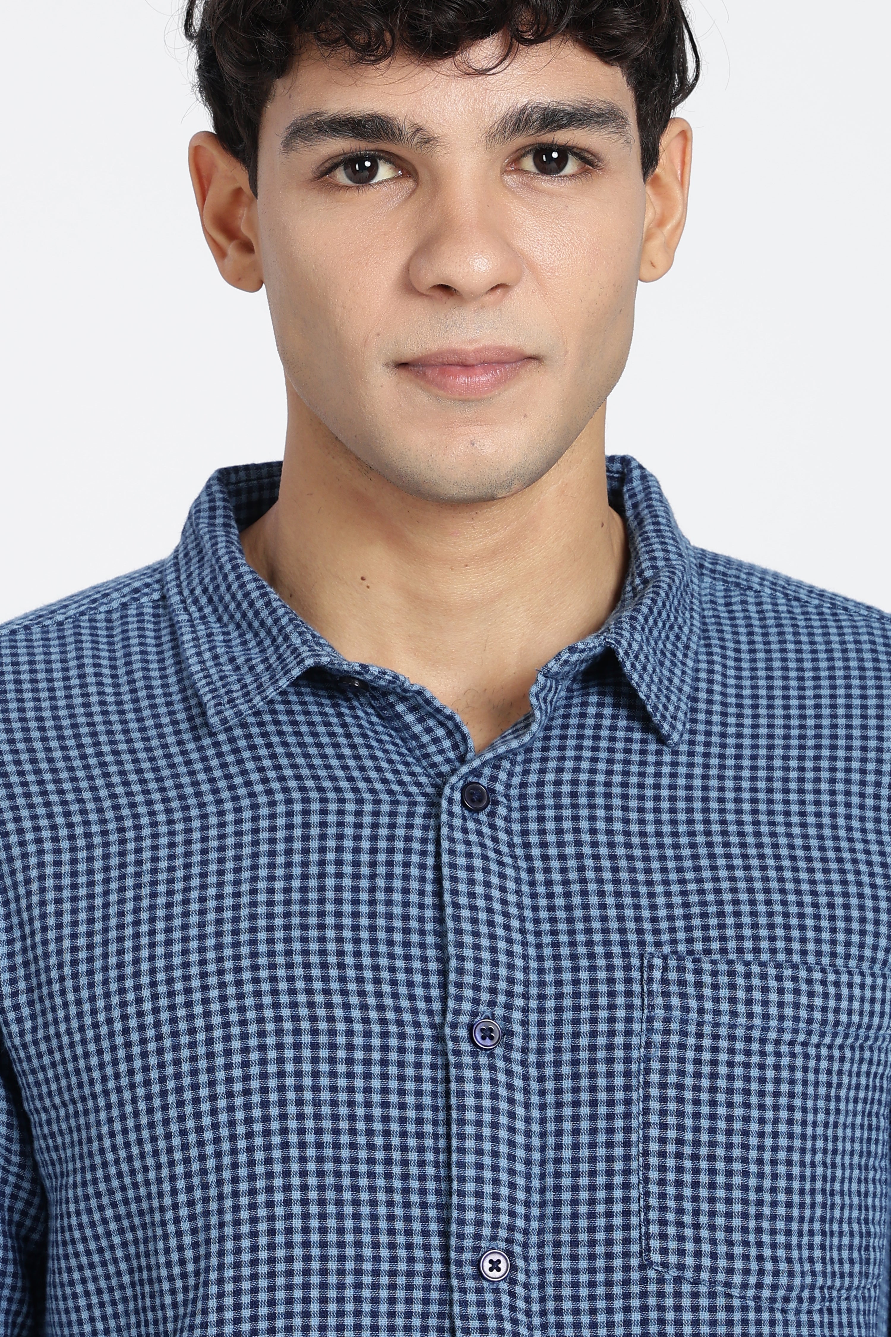 Blue Cotton Regular Fit Shirt