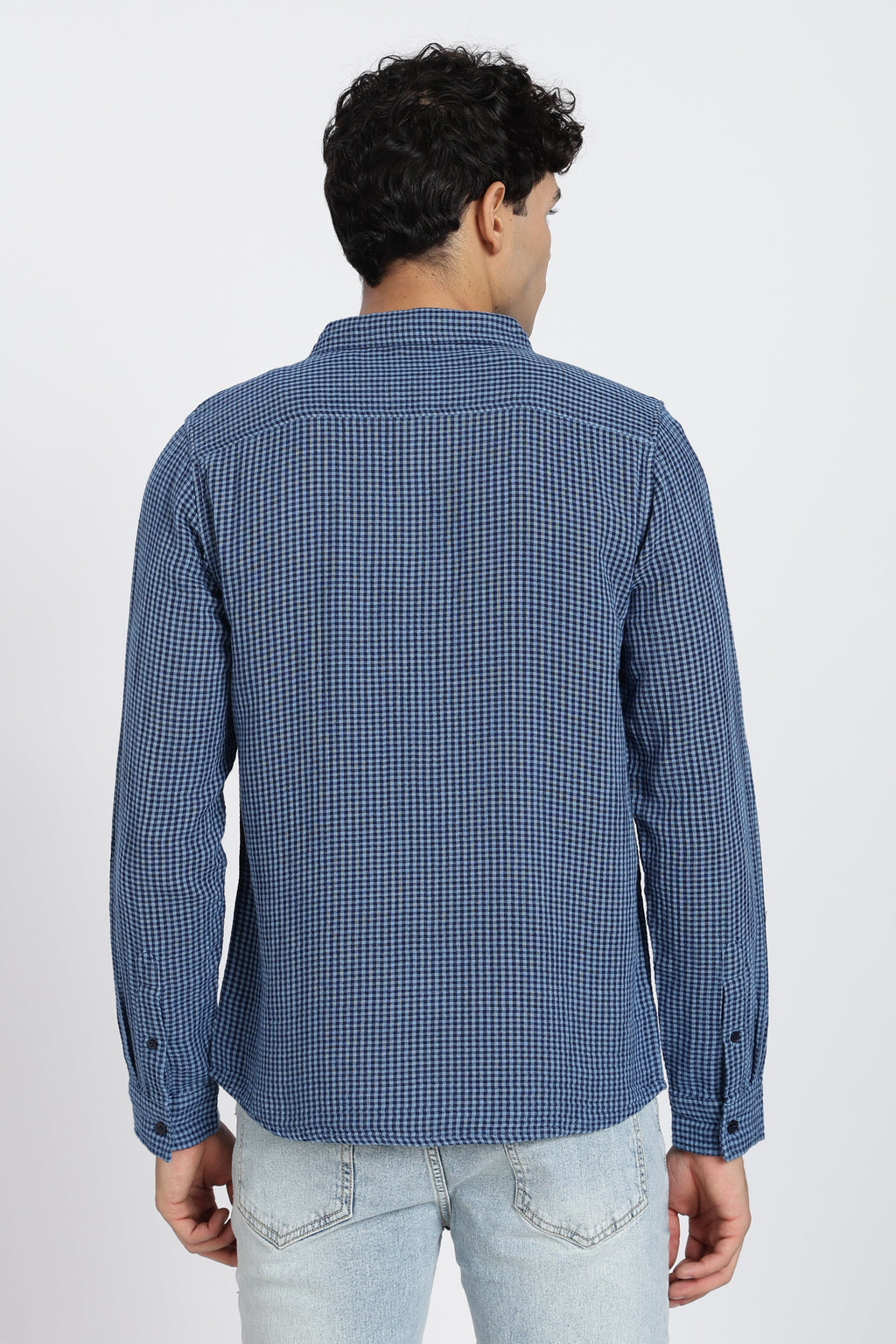 Blue Cotton Regular Fit Shirt