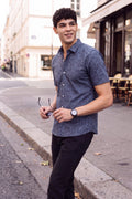 Blue Cotton Regular Fit Shirt