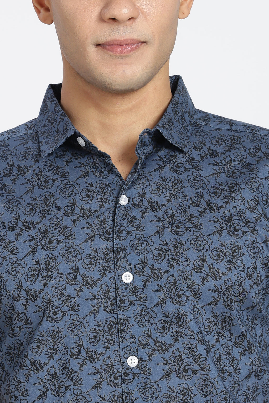 Blue Cotton Regular Fit Shirt