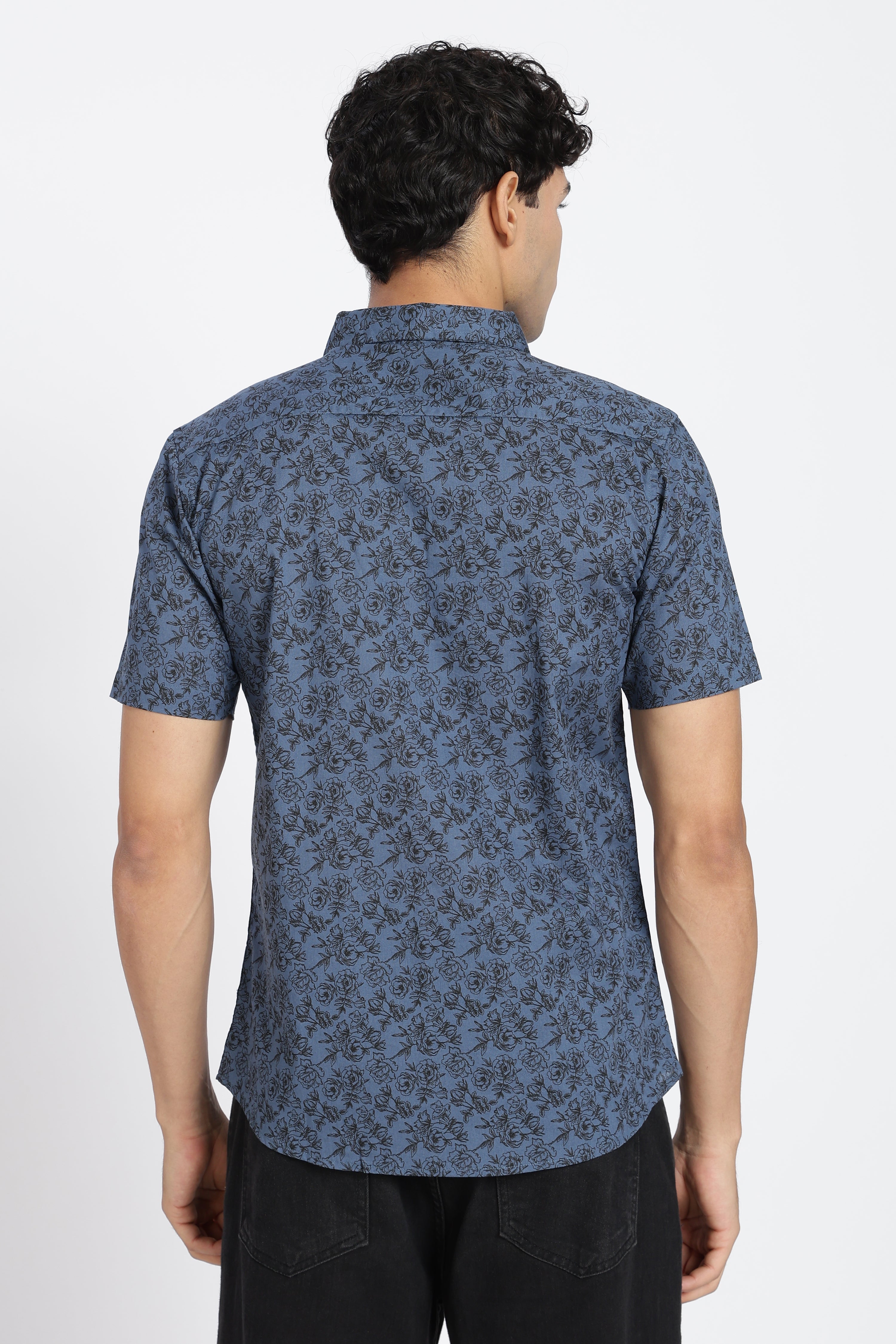 Blue Cotton Regular Fit Shirt