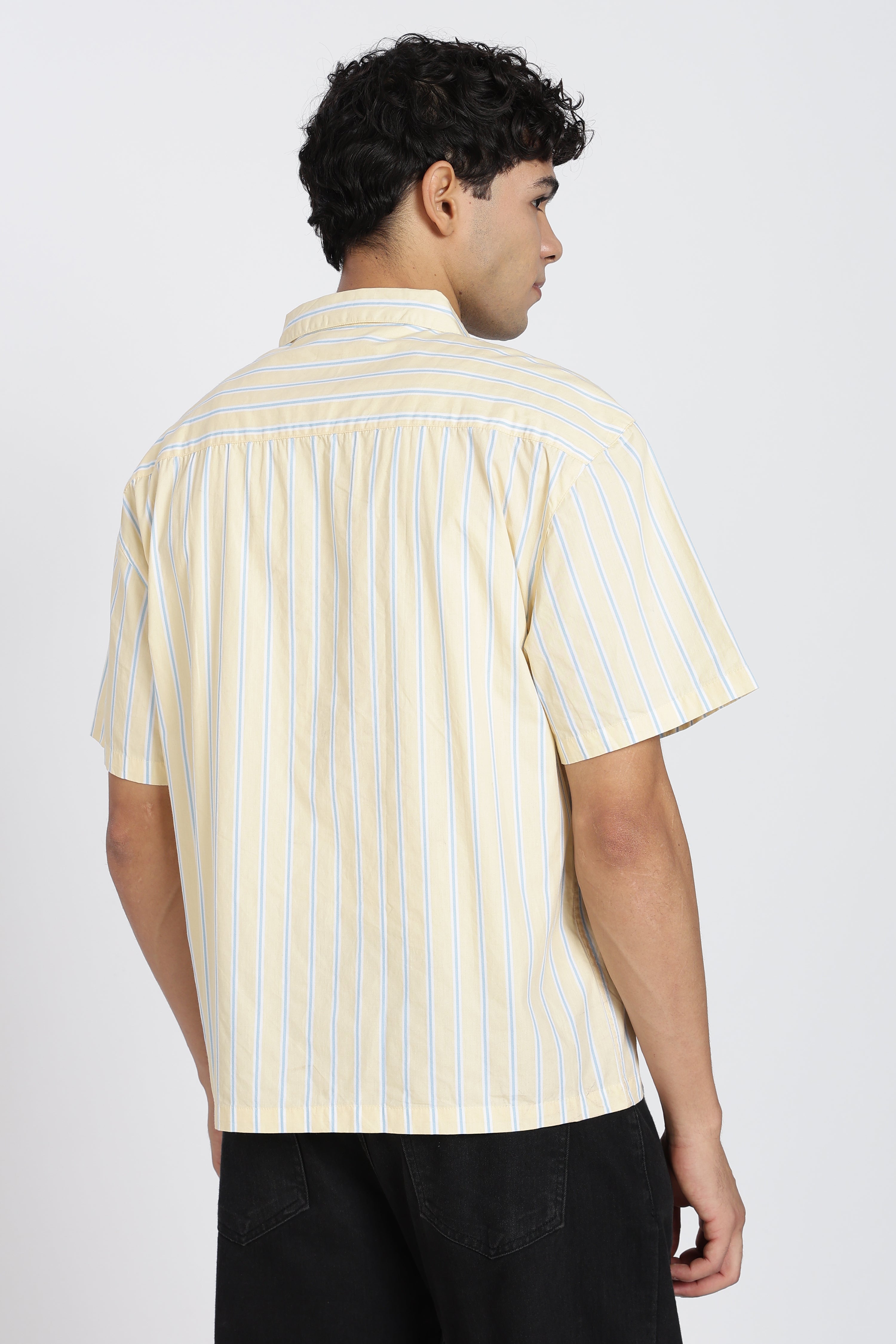 Yellow Cotton Oversized Fit Shirt