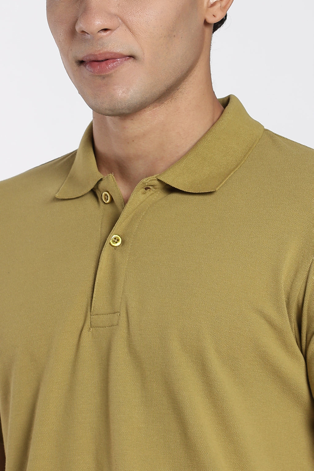 Olive Cotton Blend Regular Fit Polo T-Shirt