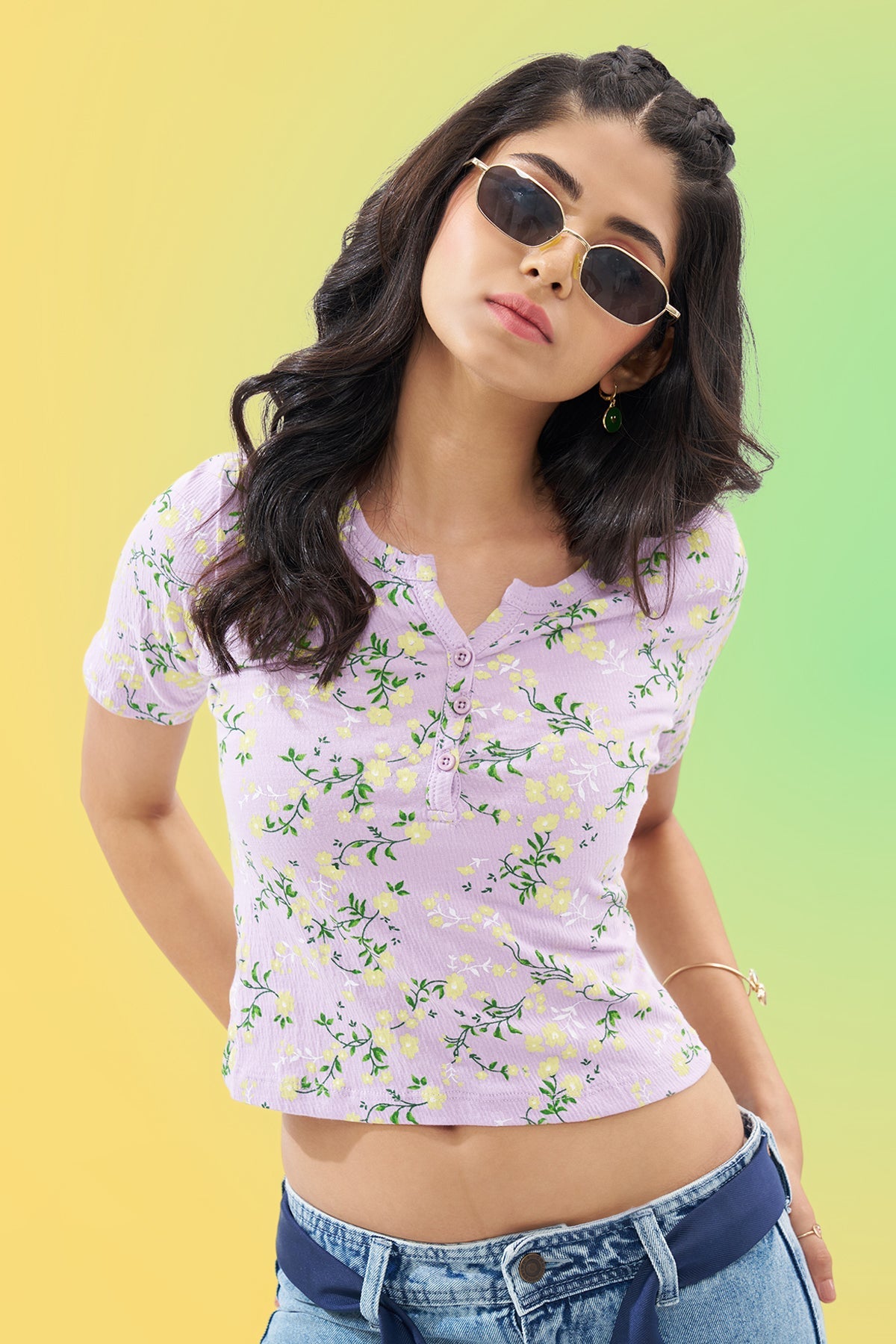 Lilac Floral Print Top