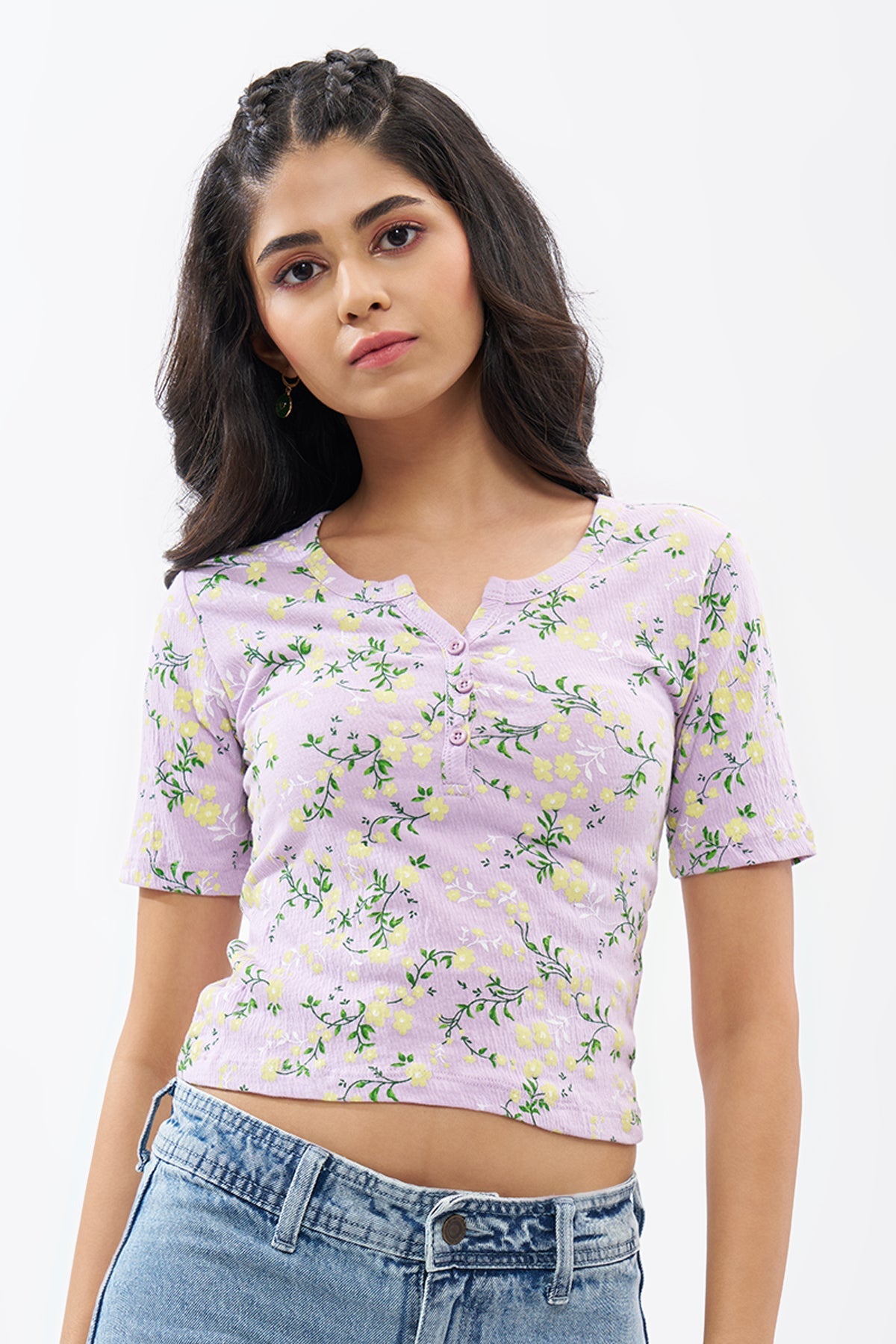 Lilac Floral Print Top