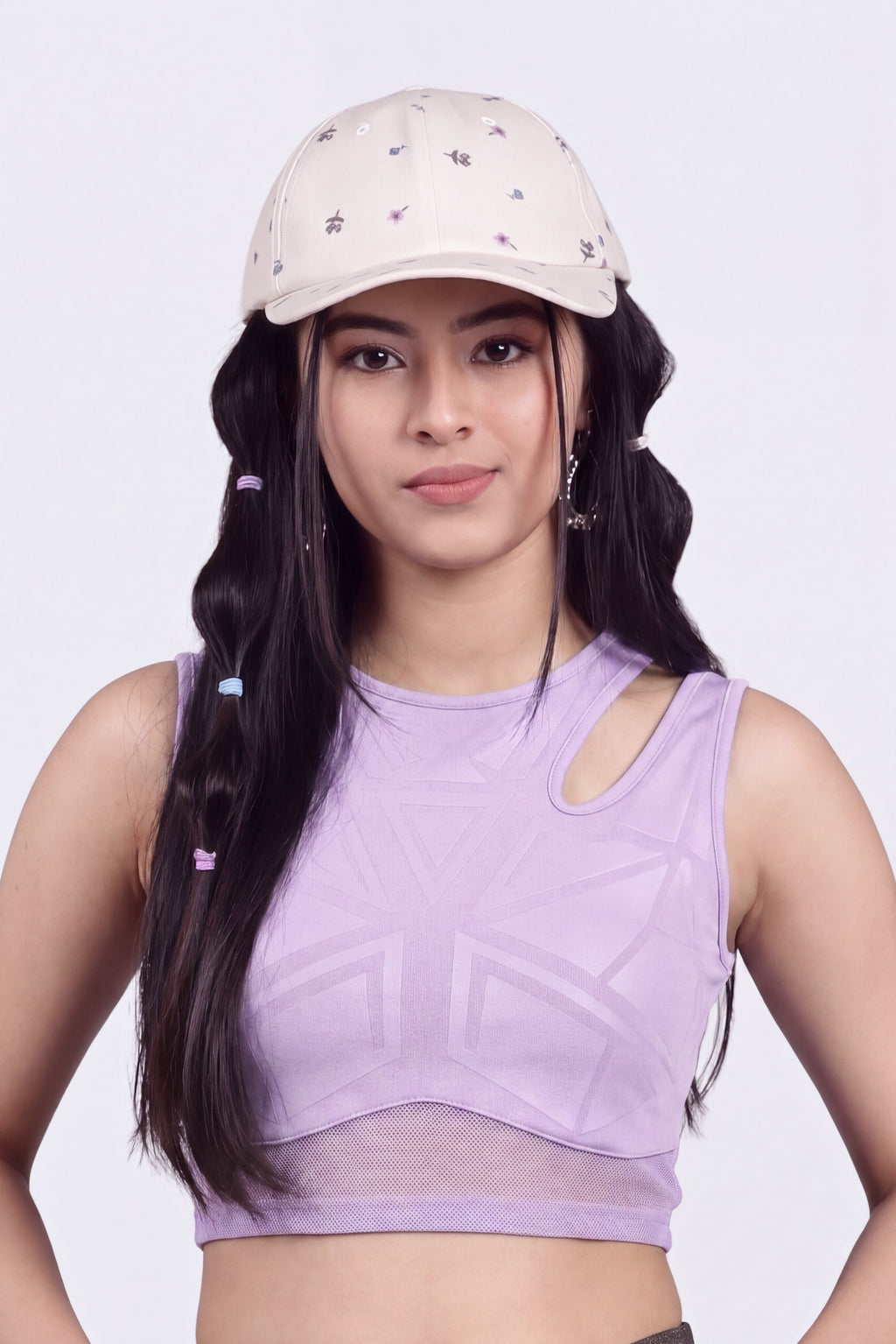 Pink Floral Printed Cap