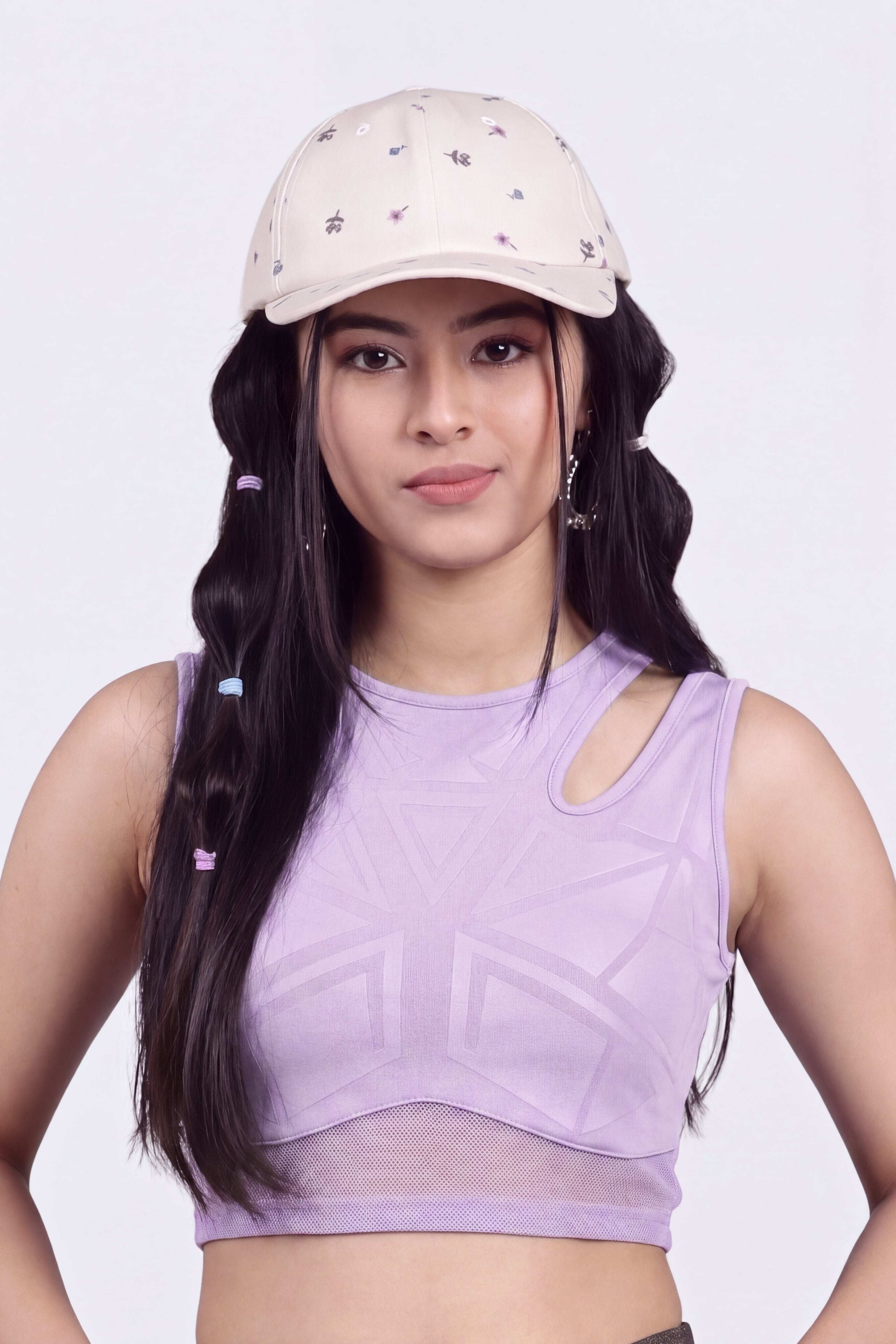 Pink Floral Printed Cap