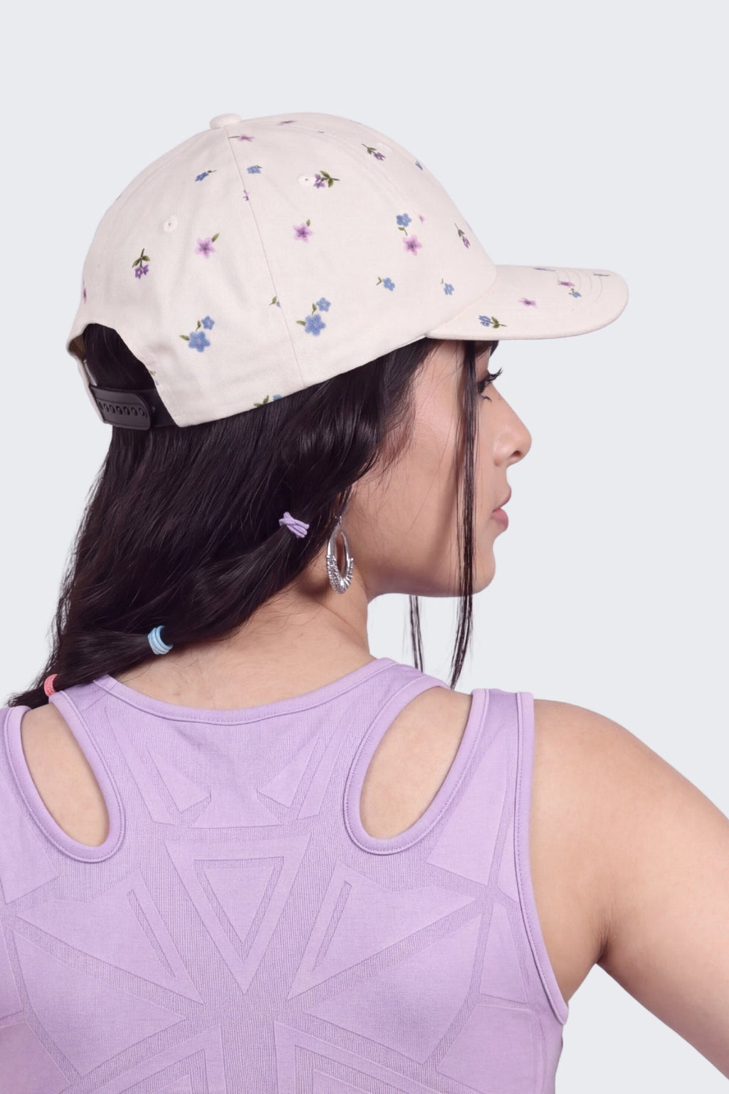 Pink Floral Printed Cap