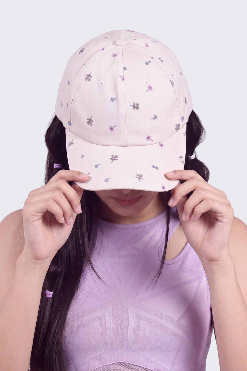 Pink Floral Printed Cap