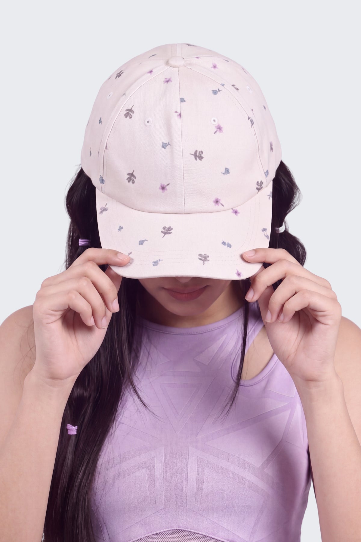 Pink Floral Printed Cap