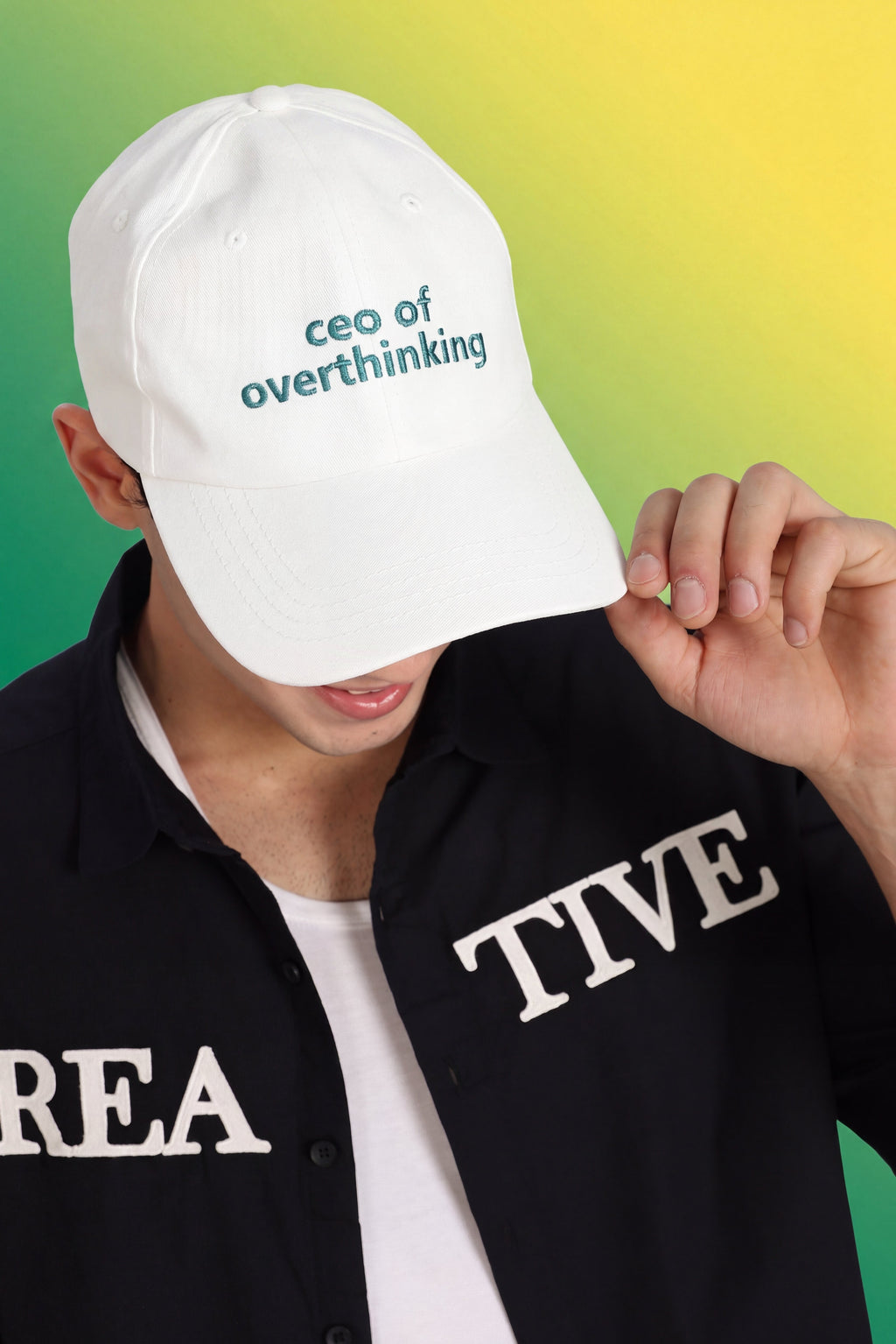 White Embroidered Cap