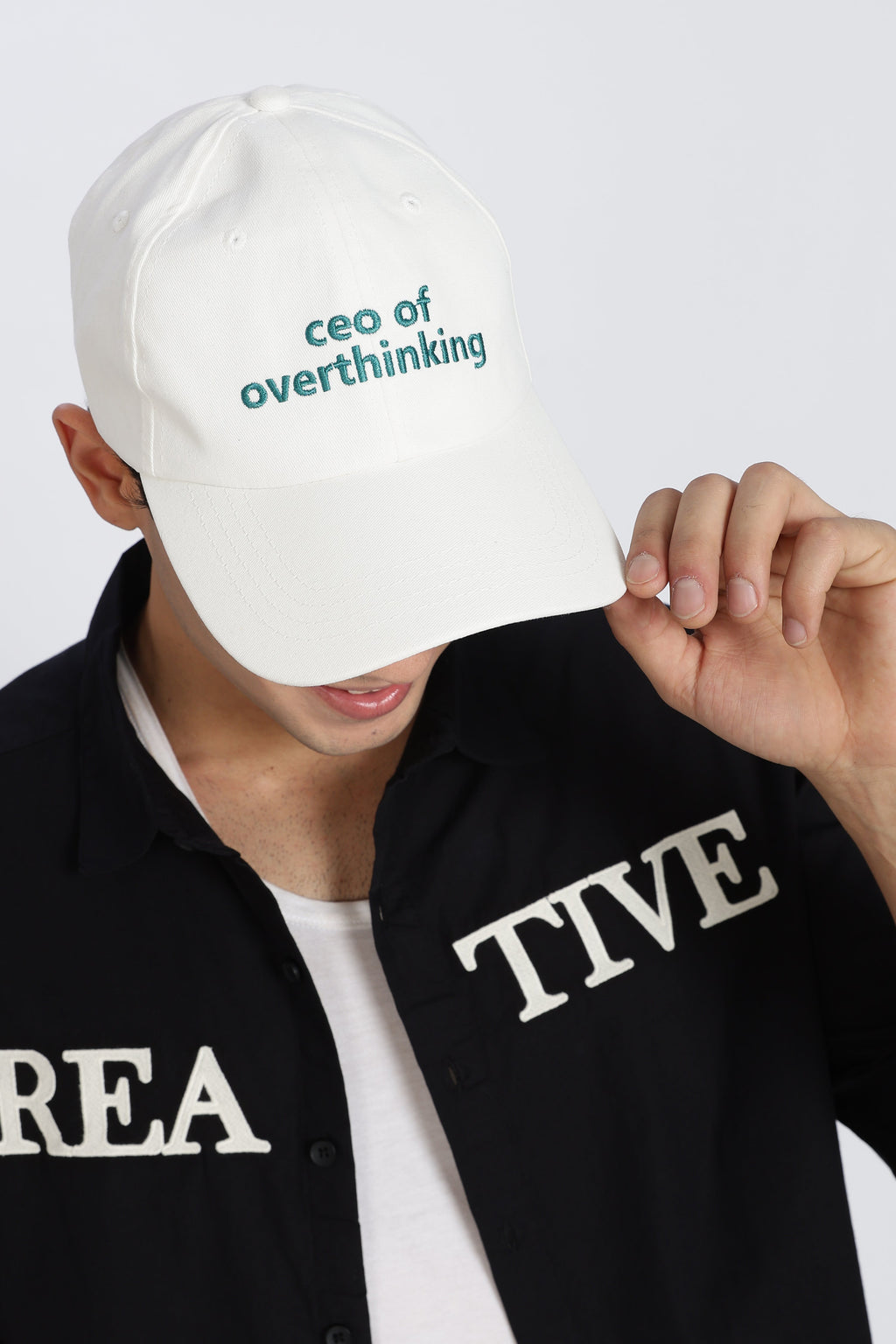 White Embroidered Cap