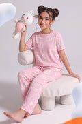 Pink Regular Fit All - Over Printed Night Suit Set