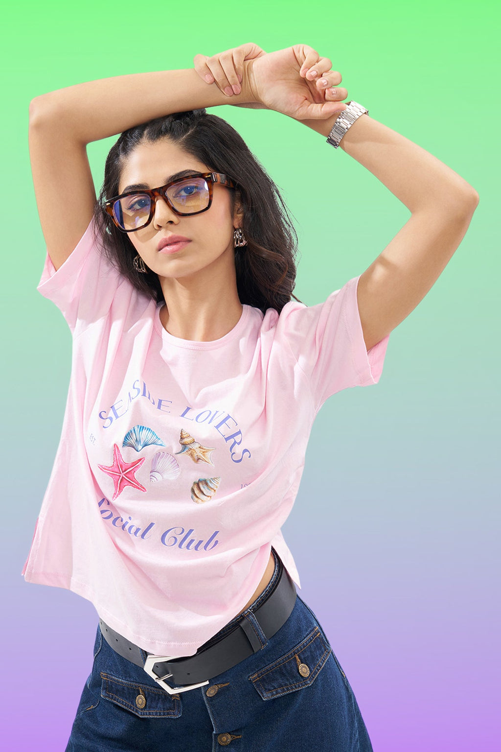 Pink Aquatic Graphic T-Shirt
